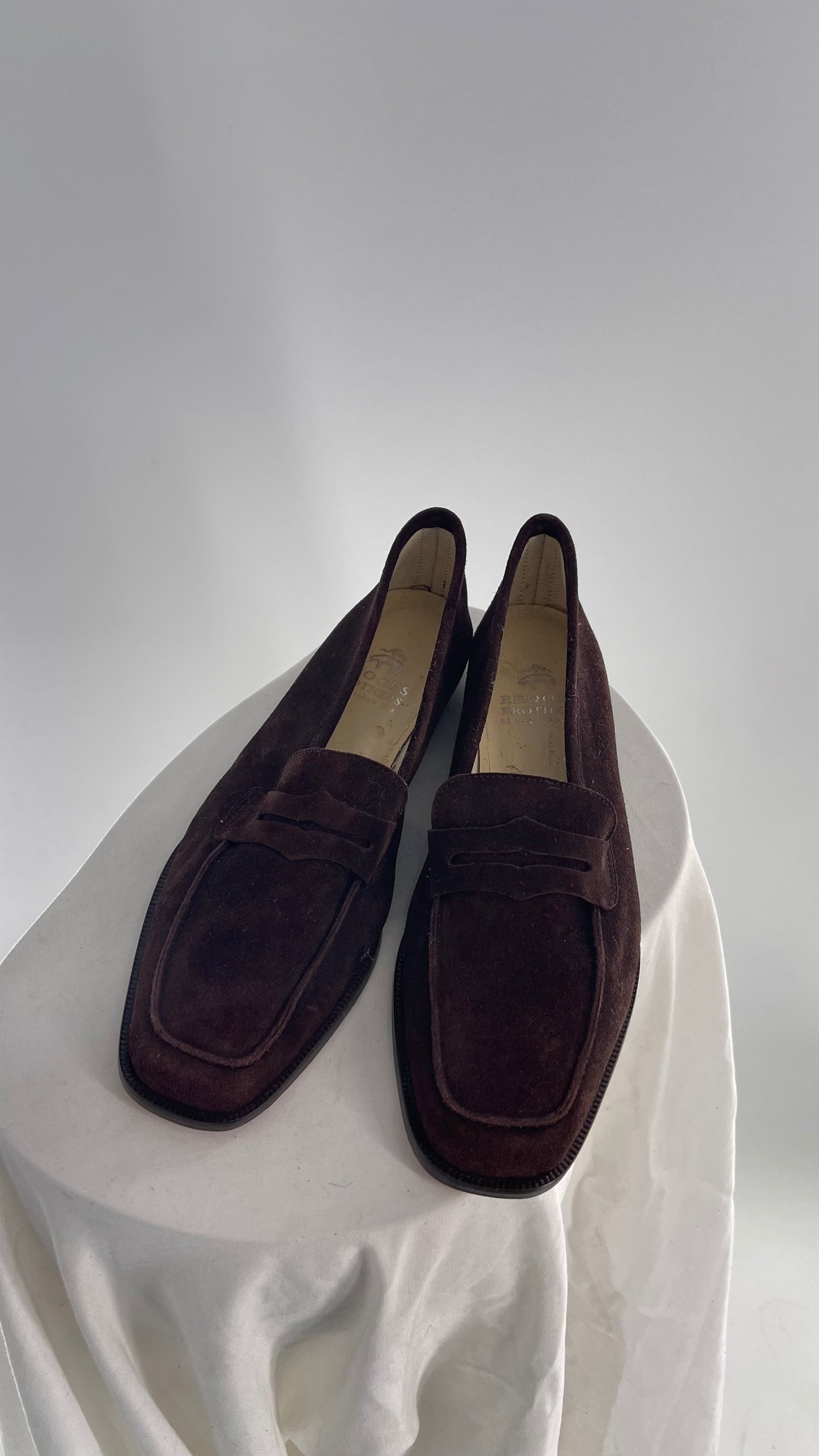 Vintage Brooks Brothers Brown Suede Leather Penny Loafers  (6.5)