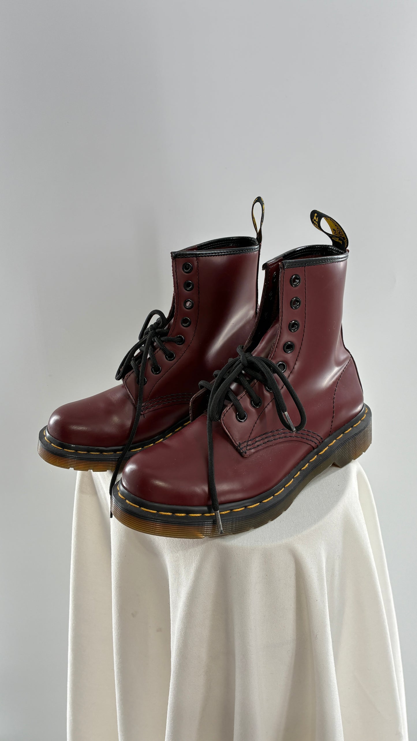 Vintage Dr. Martens Burgundy Maroon Combat Boots (6L)
