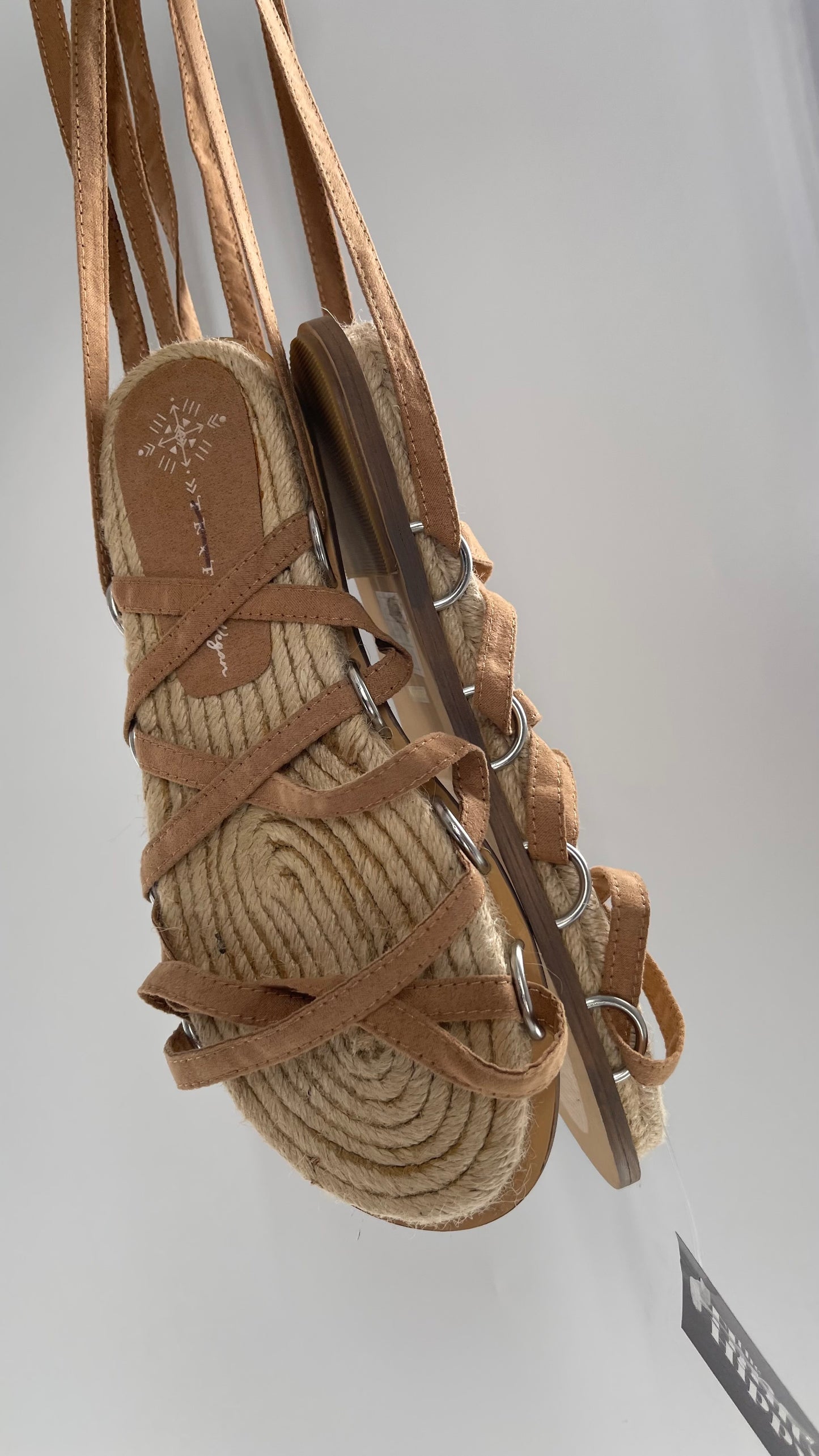 Free People Vegan Faux Leather Gladiator Wrap Up Sandals with Wicker Sole (7)