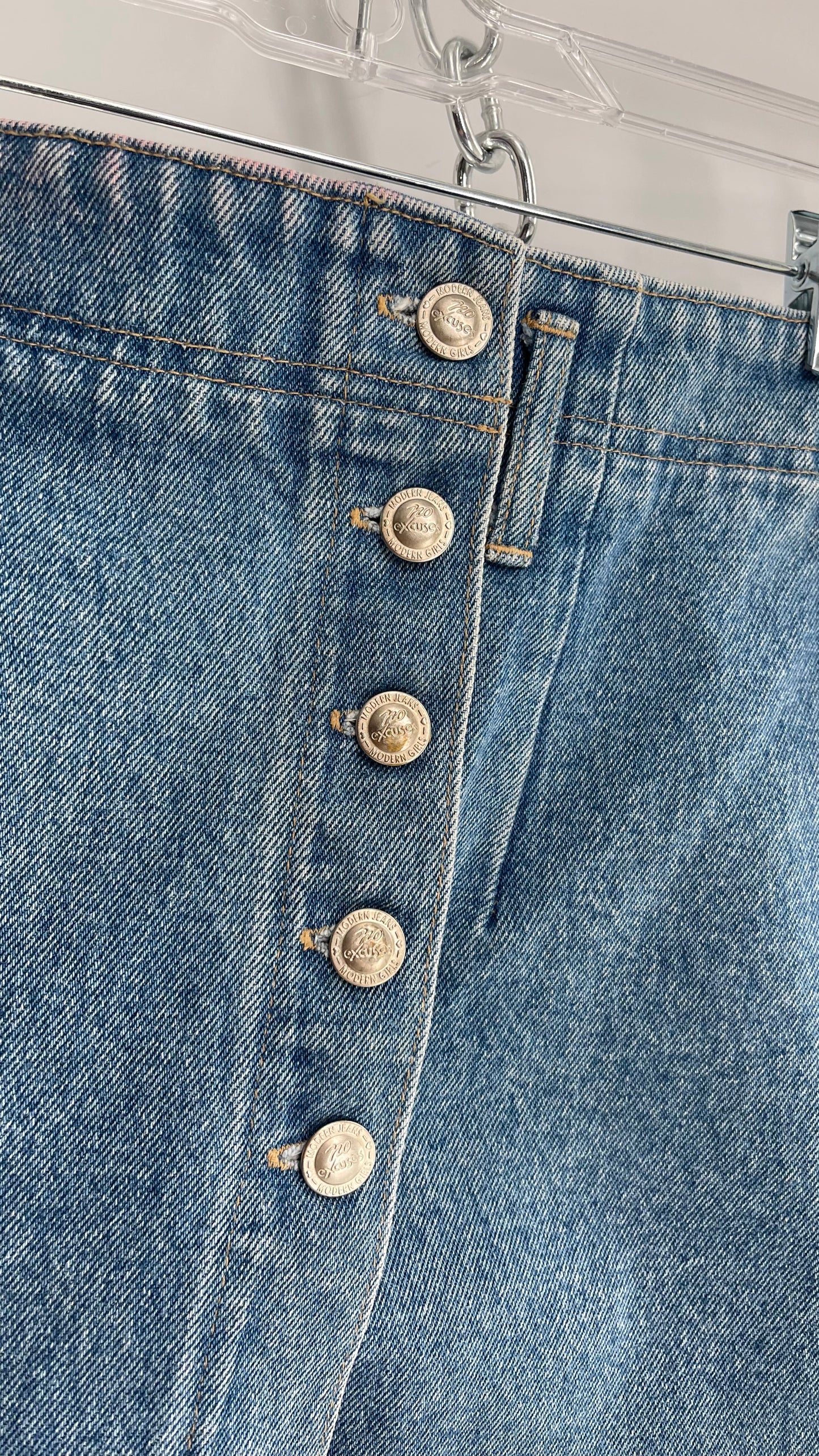 Vintage No Excuses 1990s Denim Button Front Mini Skirt (11/12)