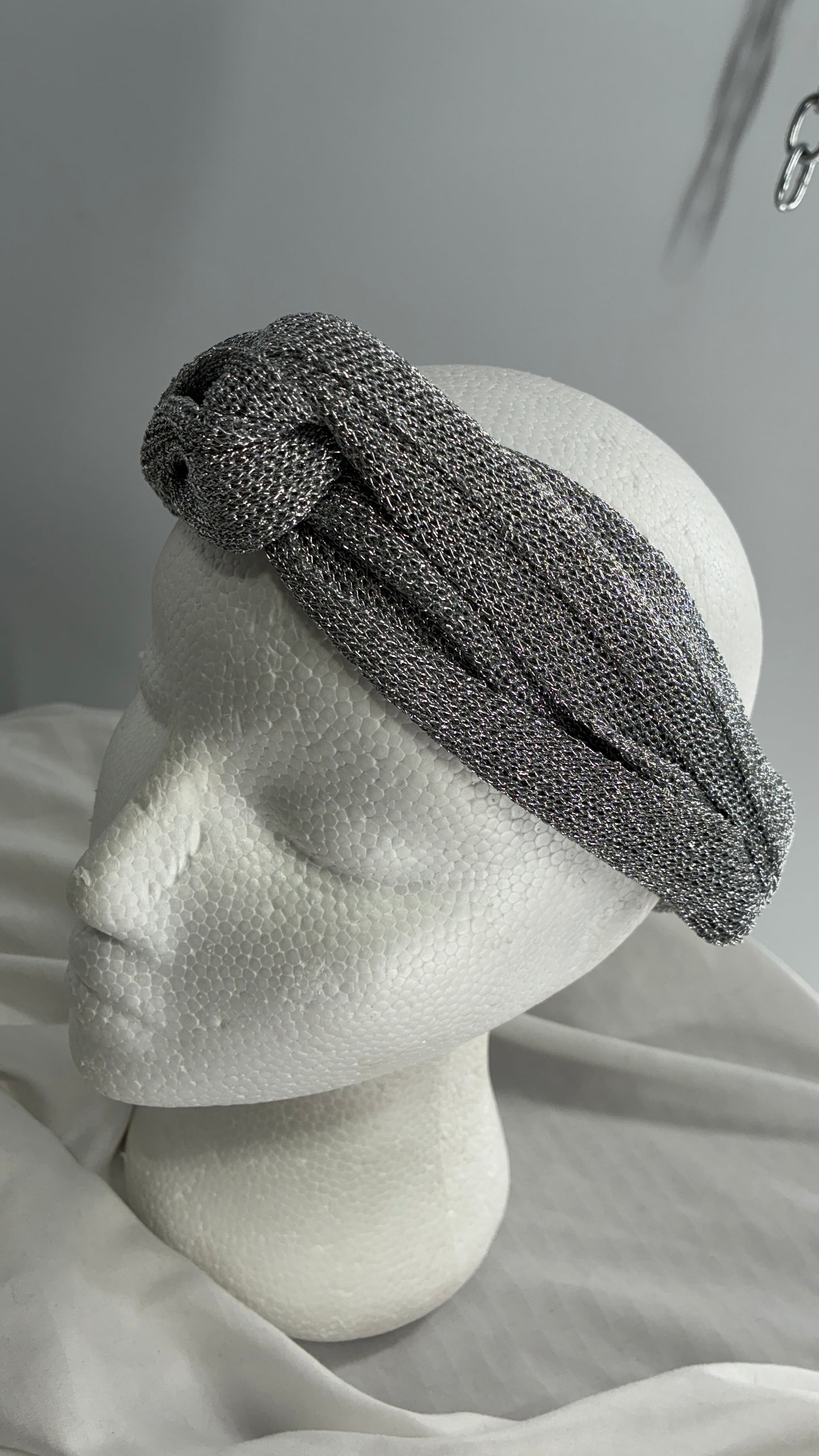 Free People Metallic Silver Mesh Headband