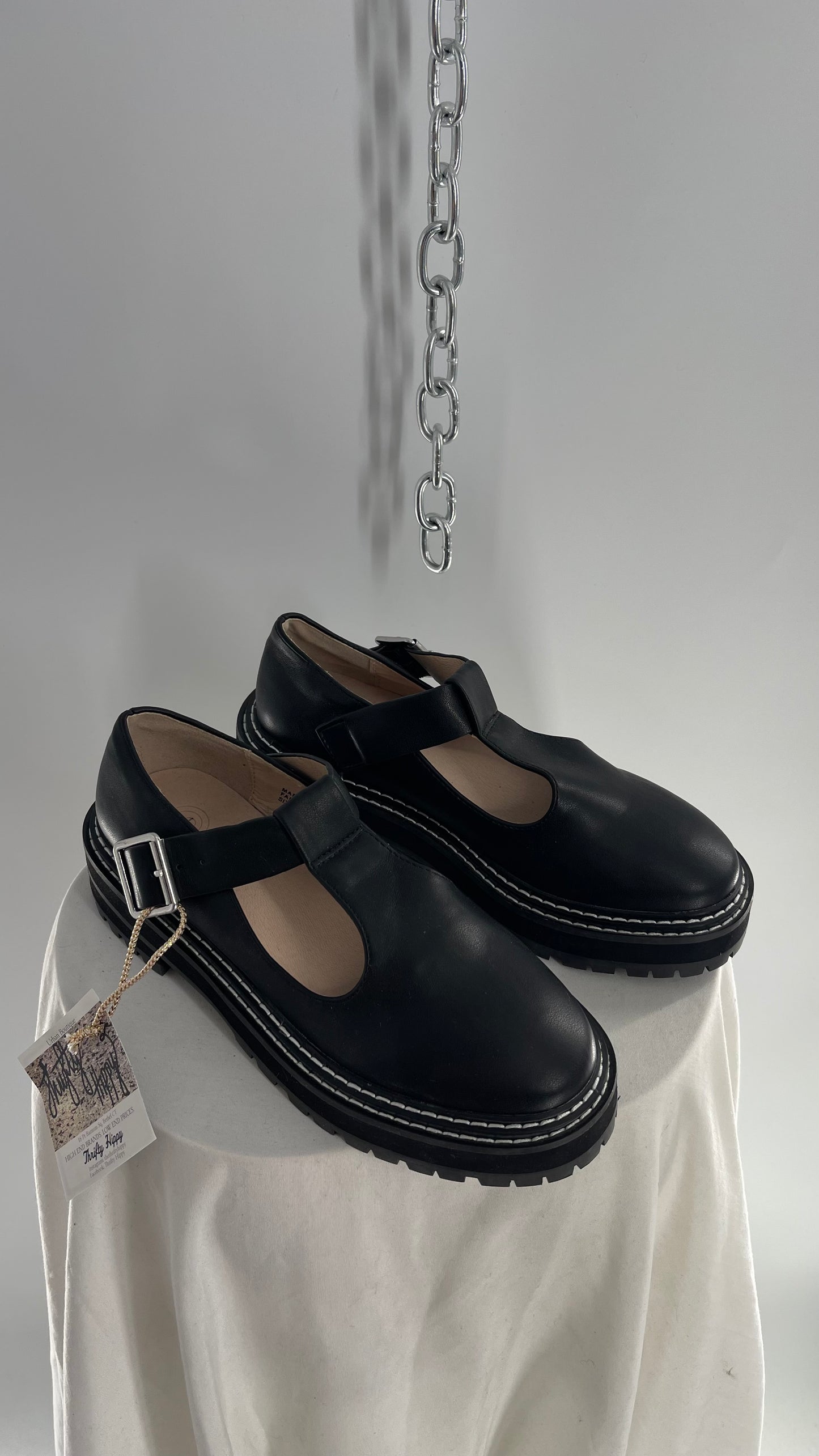 Urban Outfitters Black Leather Mary Janes (6)