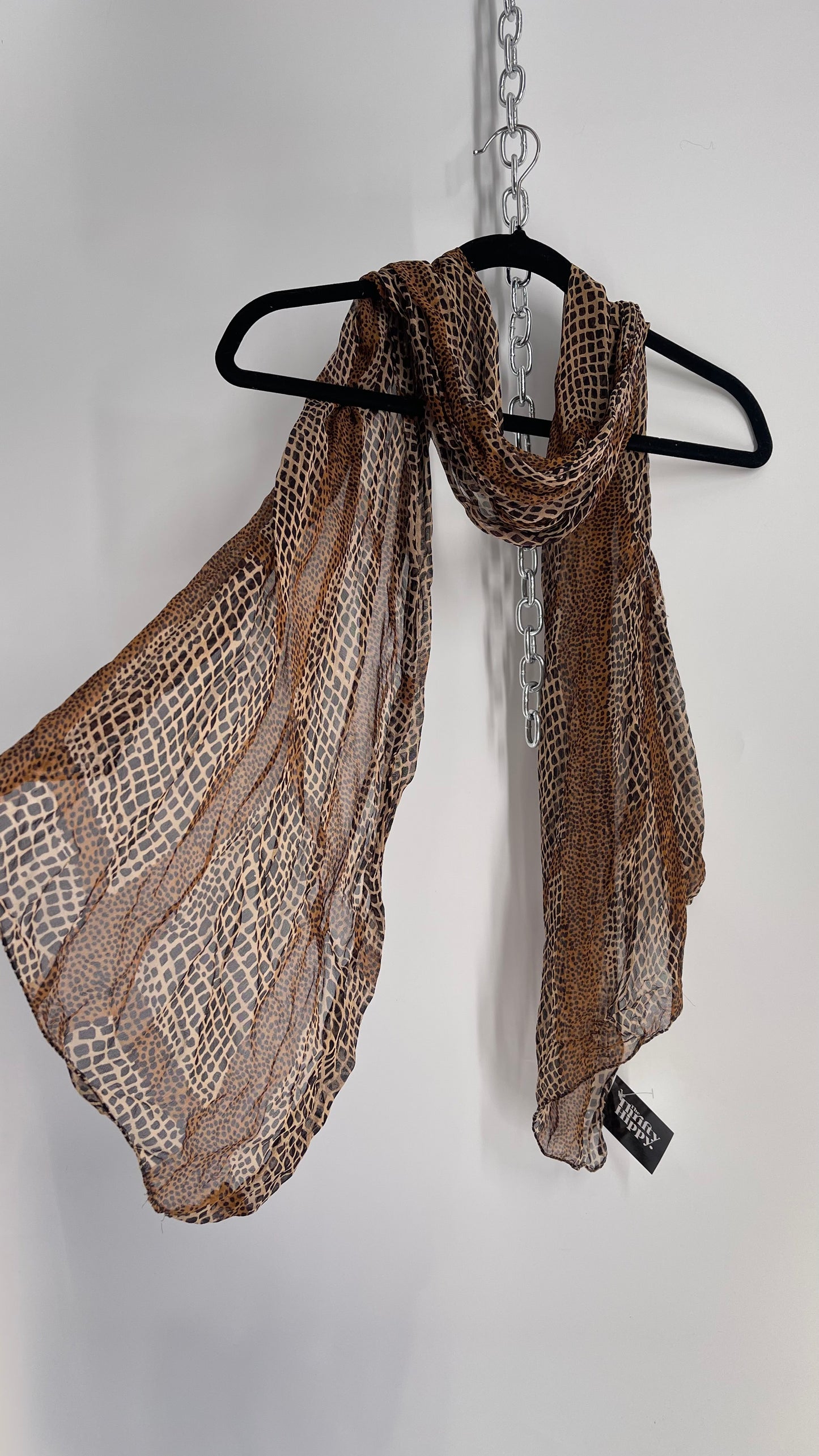 Vintage Cheetah Brown Printed Scarf