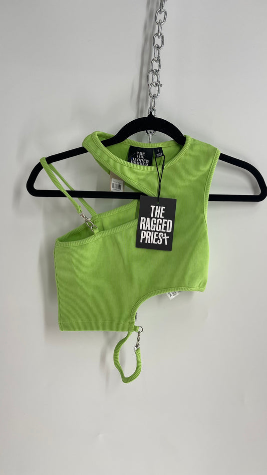 The Ragged Priest Neon Green Cut Out, Strappy Tank with Tags Attached and Metal Hardware (8)