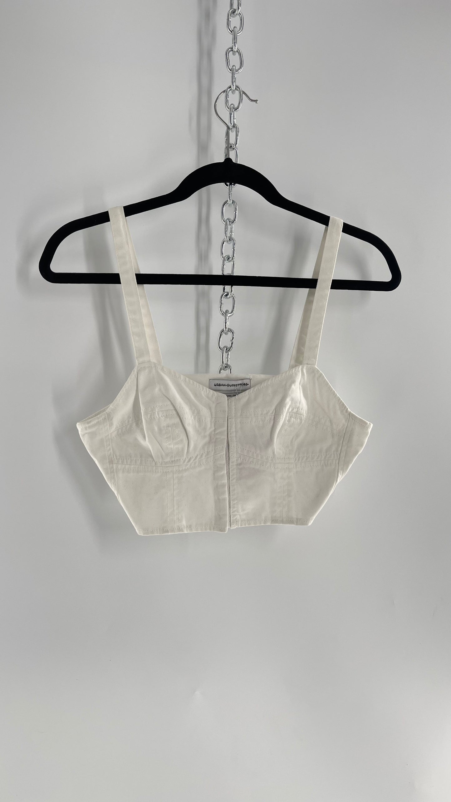 Urban Outfitters White Denim Eyelet Closure Corset Front (M)