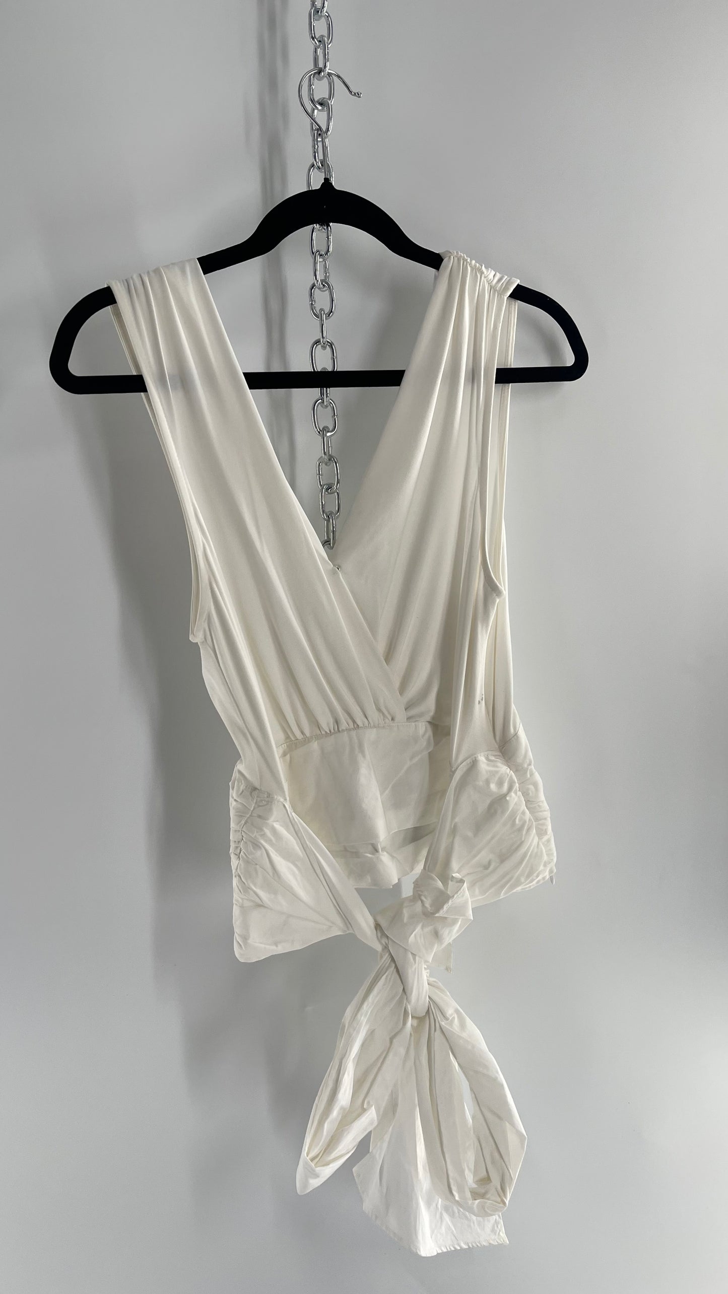 Sunday in Brooklyn Anthropologie White Wrap Around Tie Up Tank (Medium)