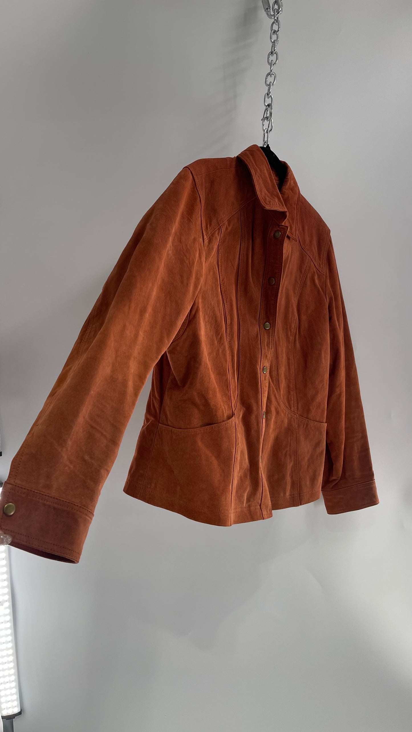 Vintage Burnt Orange Suede Leather Jacket (XL)