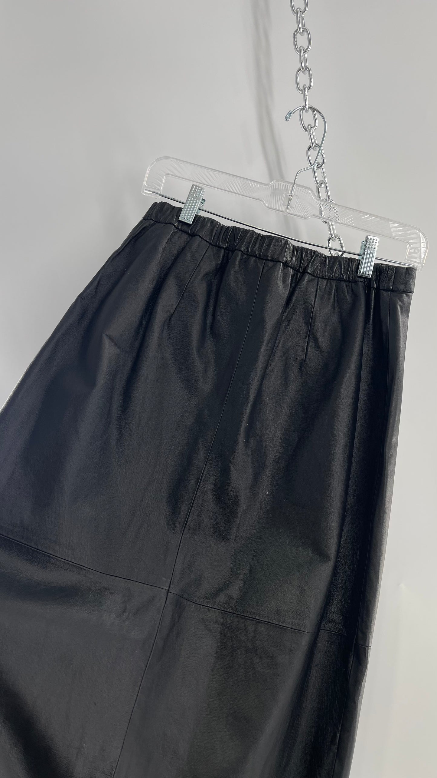 Deadstock Vintage Terry Lewis Black Leather Maxi Skirt with Tags Attached (10)