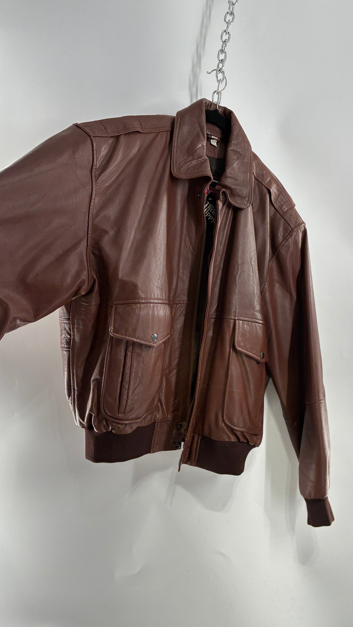Vintage SUPER FORTRESS B2 Brown Leather Bomber Jacket (Large)