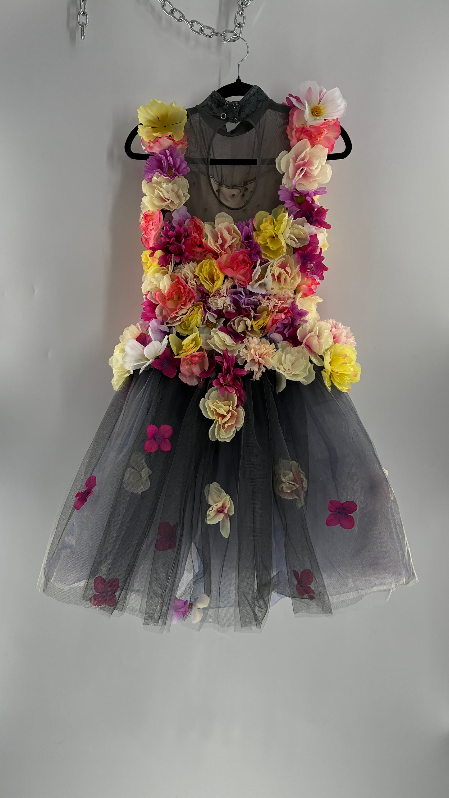 Floral Appliqué Abstract Display Mini Dress (S/M)