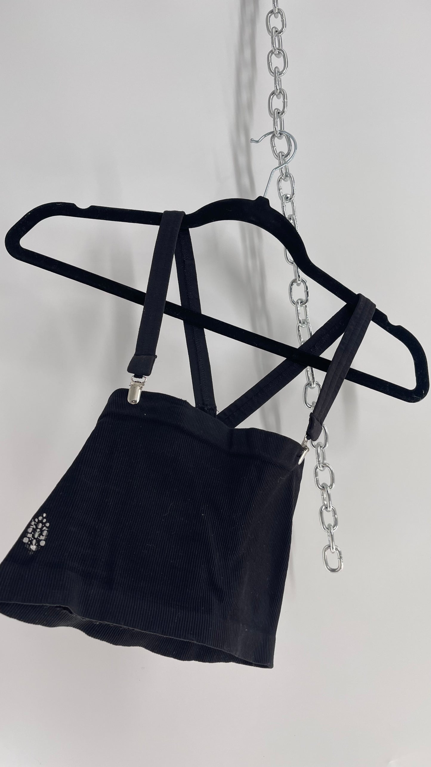 Free People Worn Black Movement Suspender Cropped Spandex Thick Tank (XS)