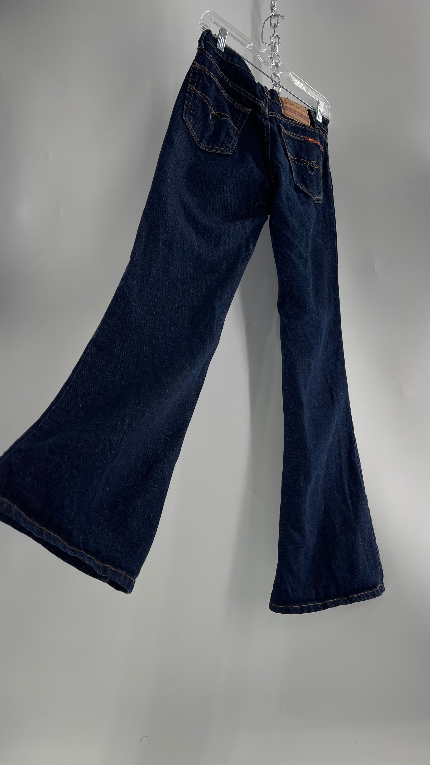 Vintage PARIS BLUES Dark Wash Kick Flare Denim Jeans(5)