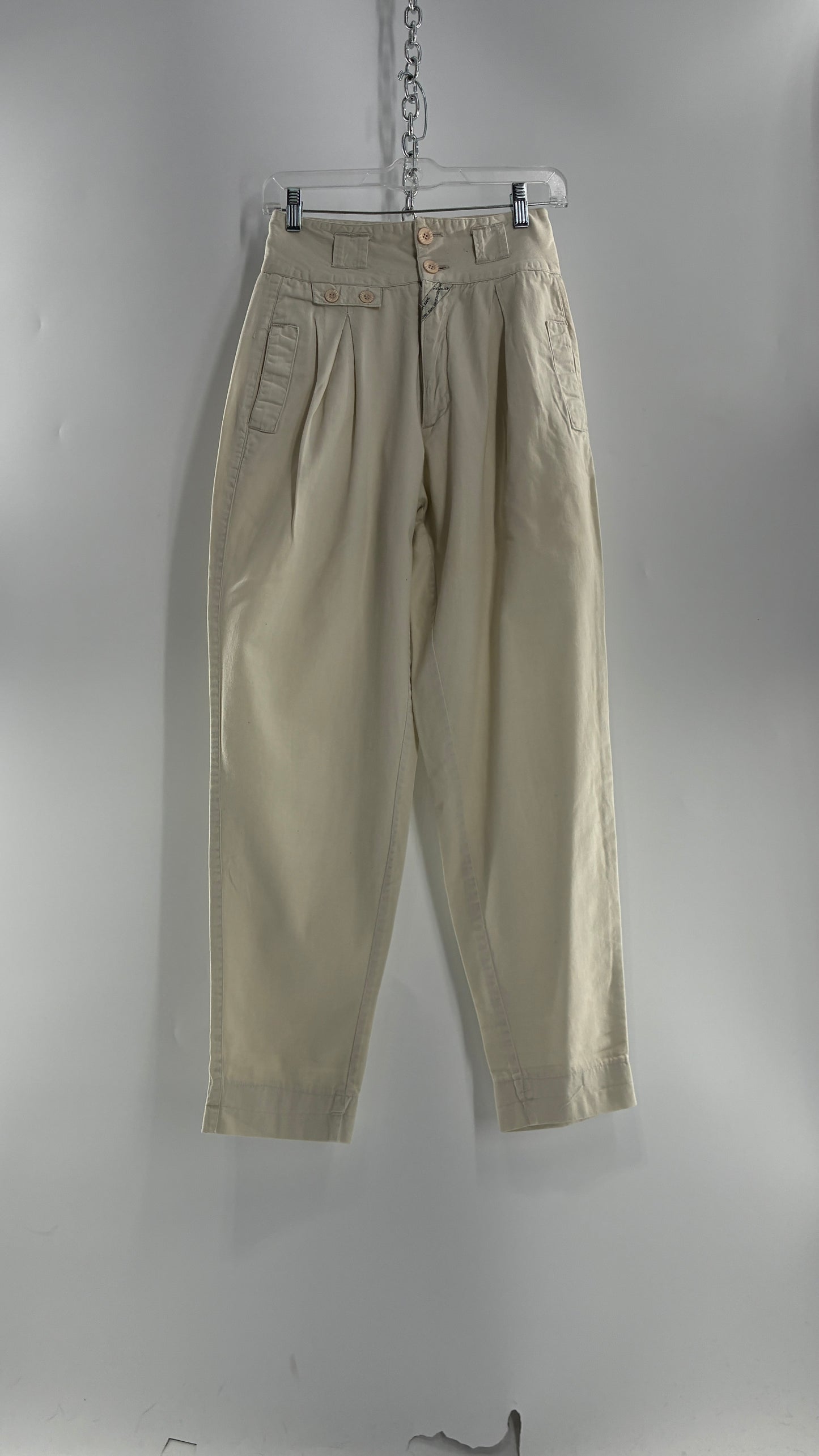 Vintage 1980s JORDACHE Off White High Waisted Pleated Waist Trouser Pant (9/10)