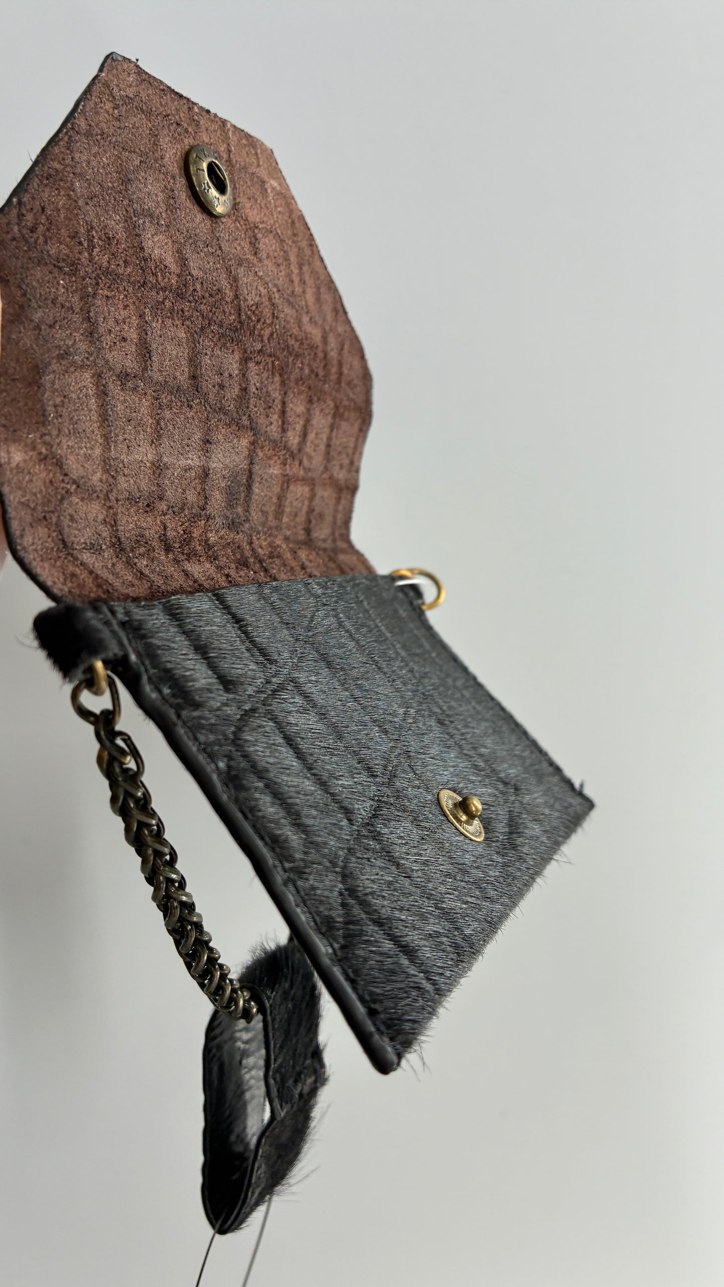 Free People Leather Belt Coin/Card Pouch with Brass Hardware