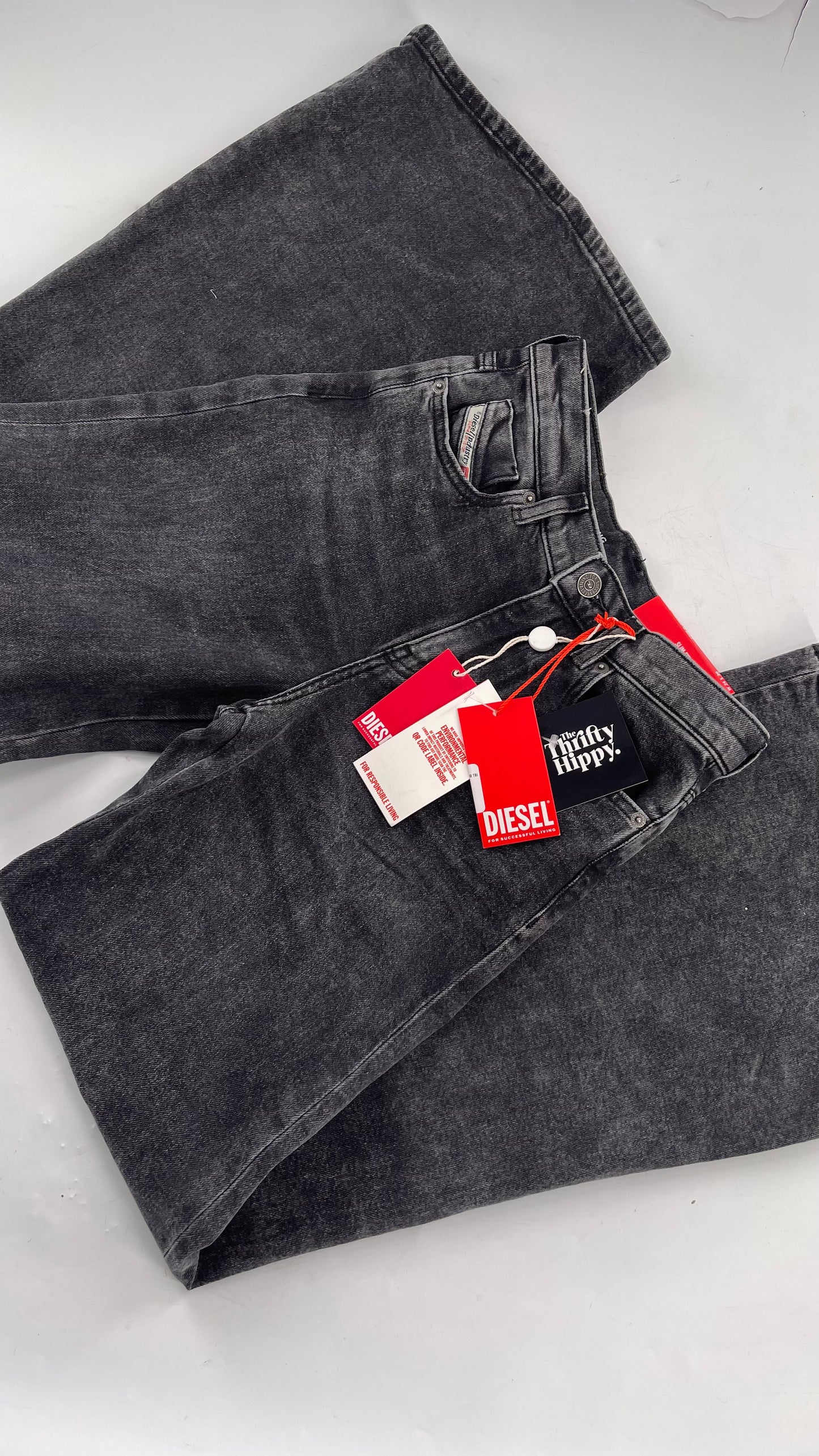 DIESEL Charcoal Grey Baggy Wide Leg 1978 D Akemi OCLBG with Tags Attached (24x30)