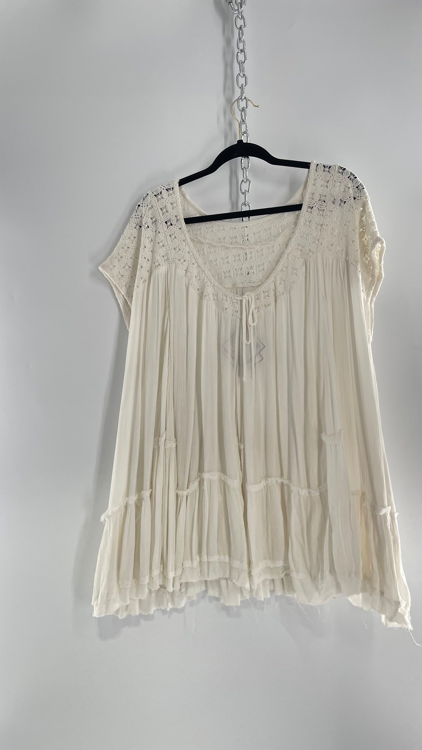 Free People White Cotton Voluminous T Shirt Dress (S)