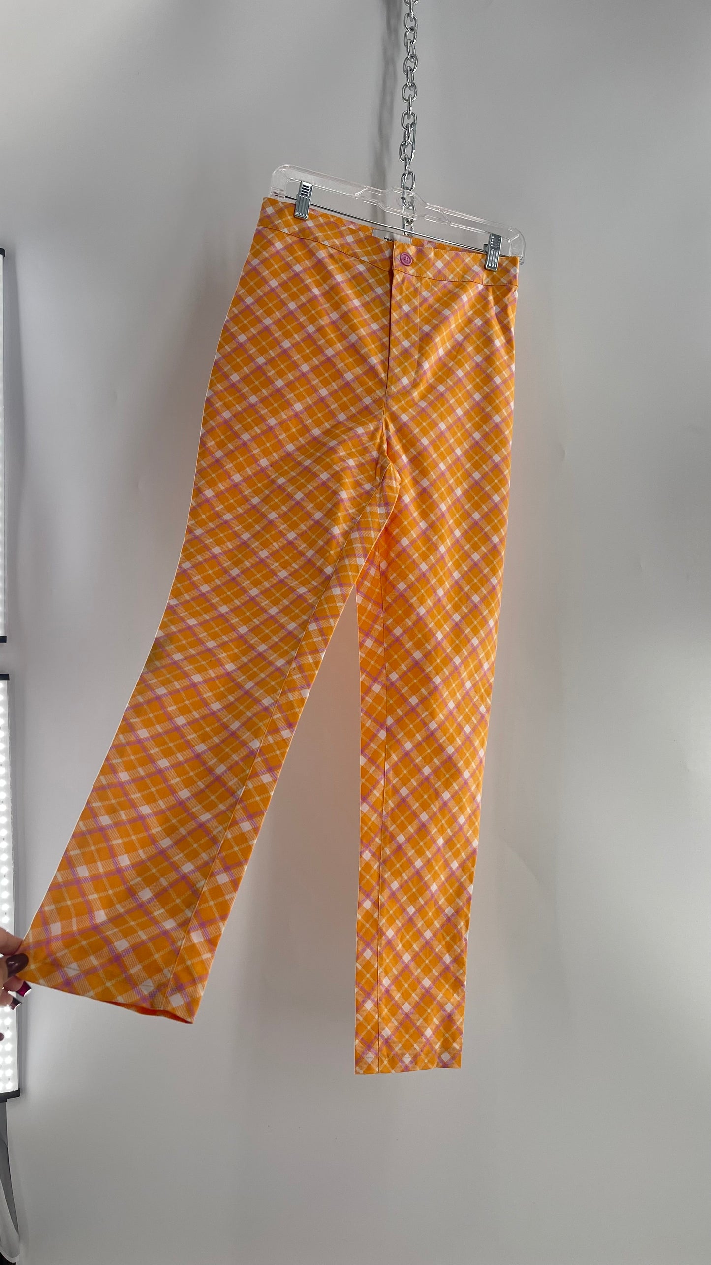 Urban Outfitters Orange and Pink Plaid Picnic Pant (8)