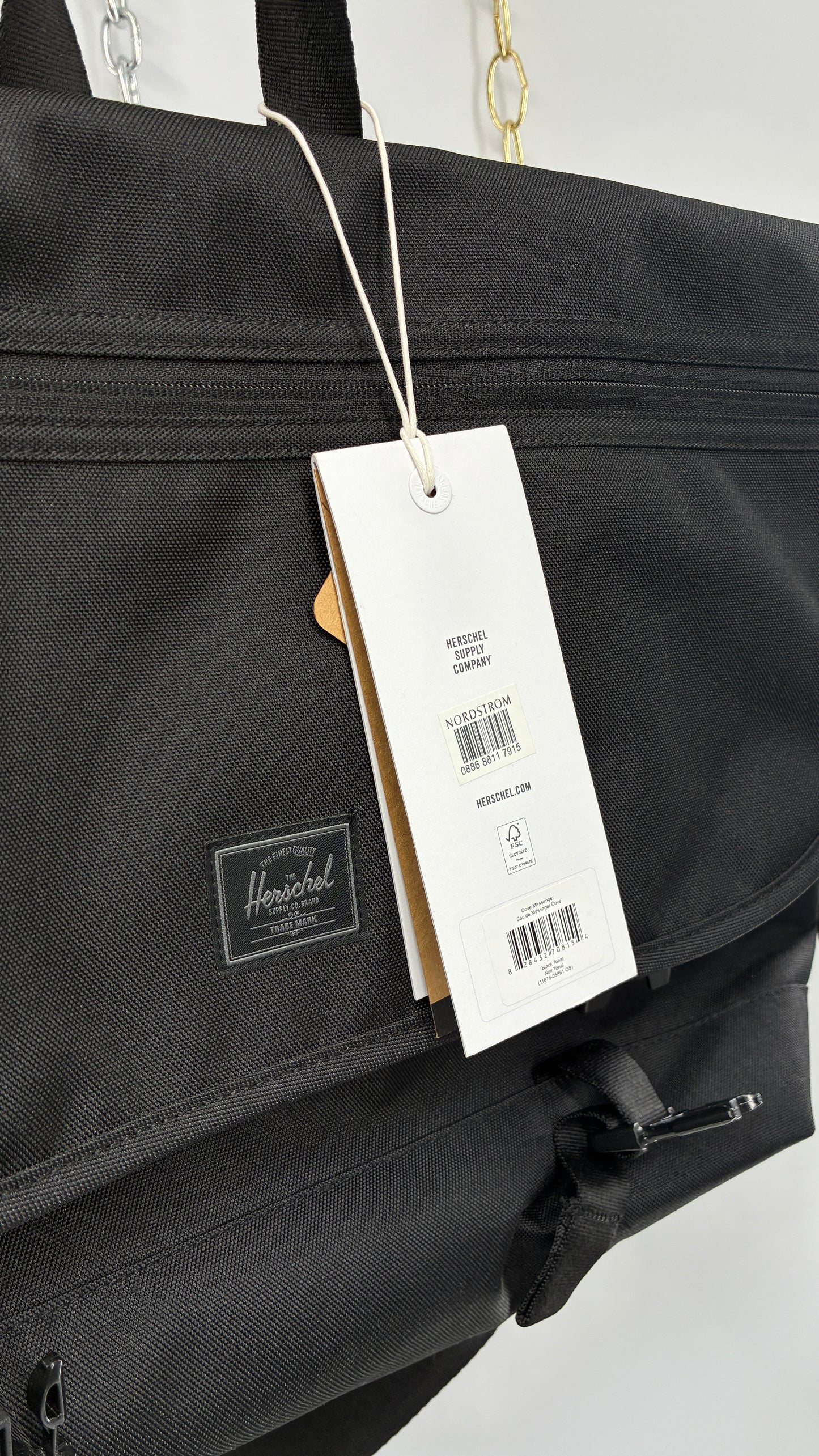 Vintage HERSCHEL Cove Black Laptop Briefcase Bag with Tags