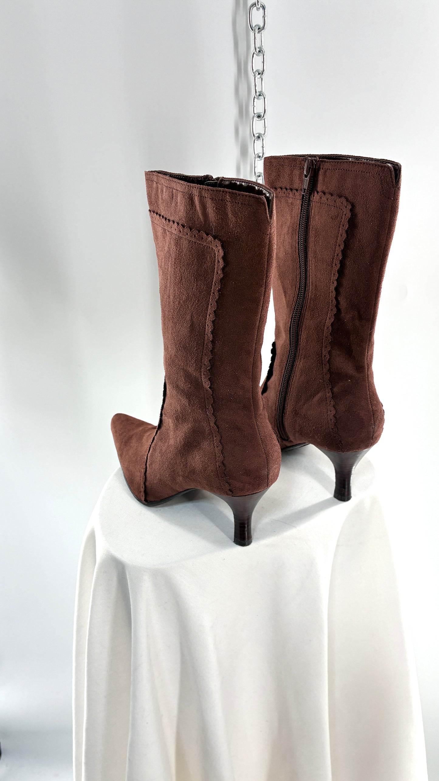 Vintage GEORGE Vegan Suede Scalloped Edge Boot (8)