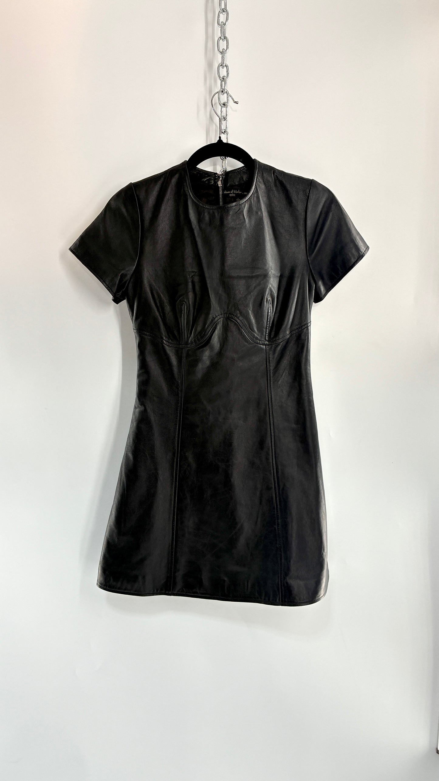 HOUSE of HARLOW X REVOLVE Genuine Leather Underbust Seam, Bodycon Mini Dress (Small)