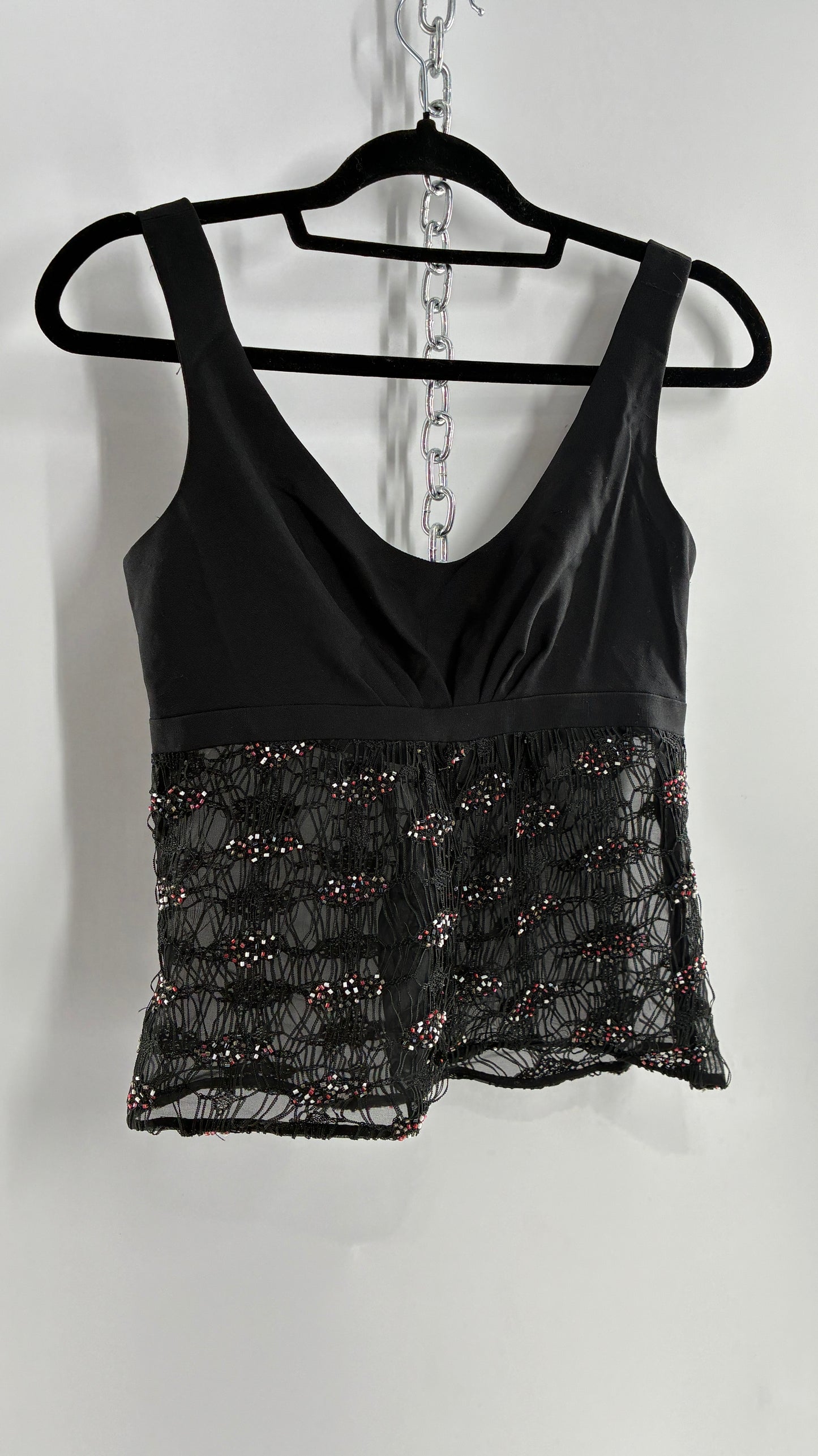 Vintage MULTI by Bree Linen Bust, Webbed Mesh Bodice Sleeveless with Beaded Details (4)