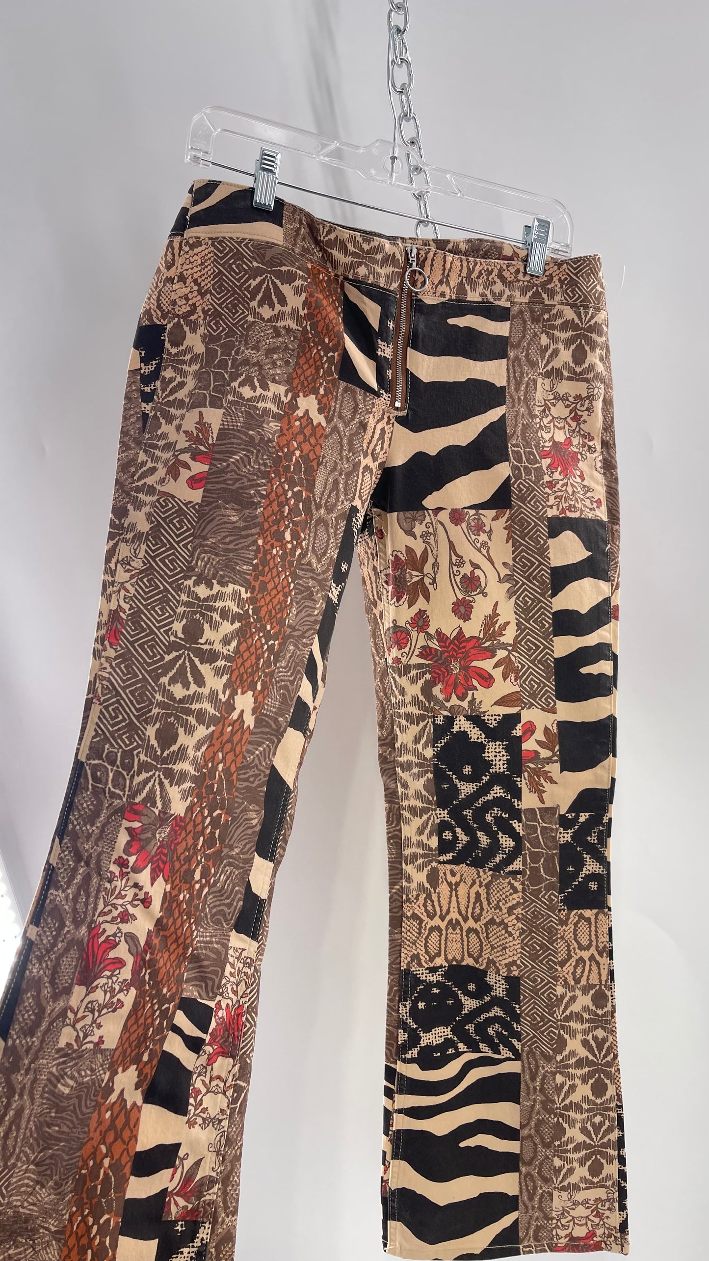 Animal Print Patchwork Graphic Low Waisted Kickflares Free People We The Free (29)