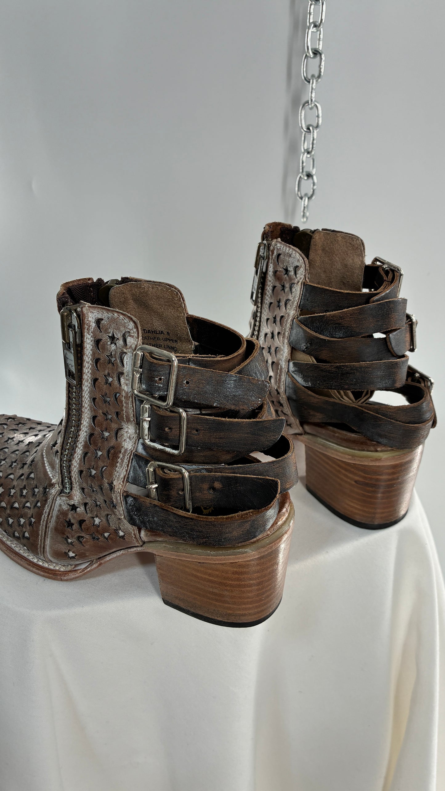 RARE FREEBIRD DAHLIA Star and Moon Booties with Exaggerated Buckle Detailing (8)