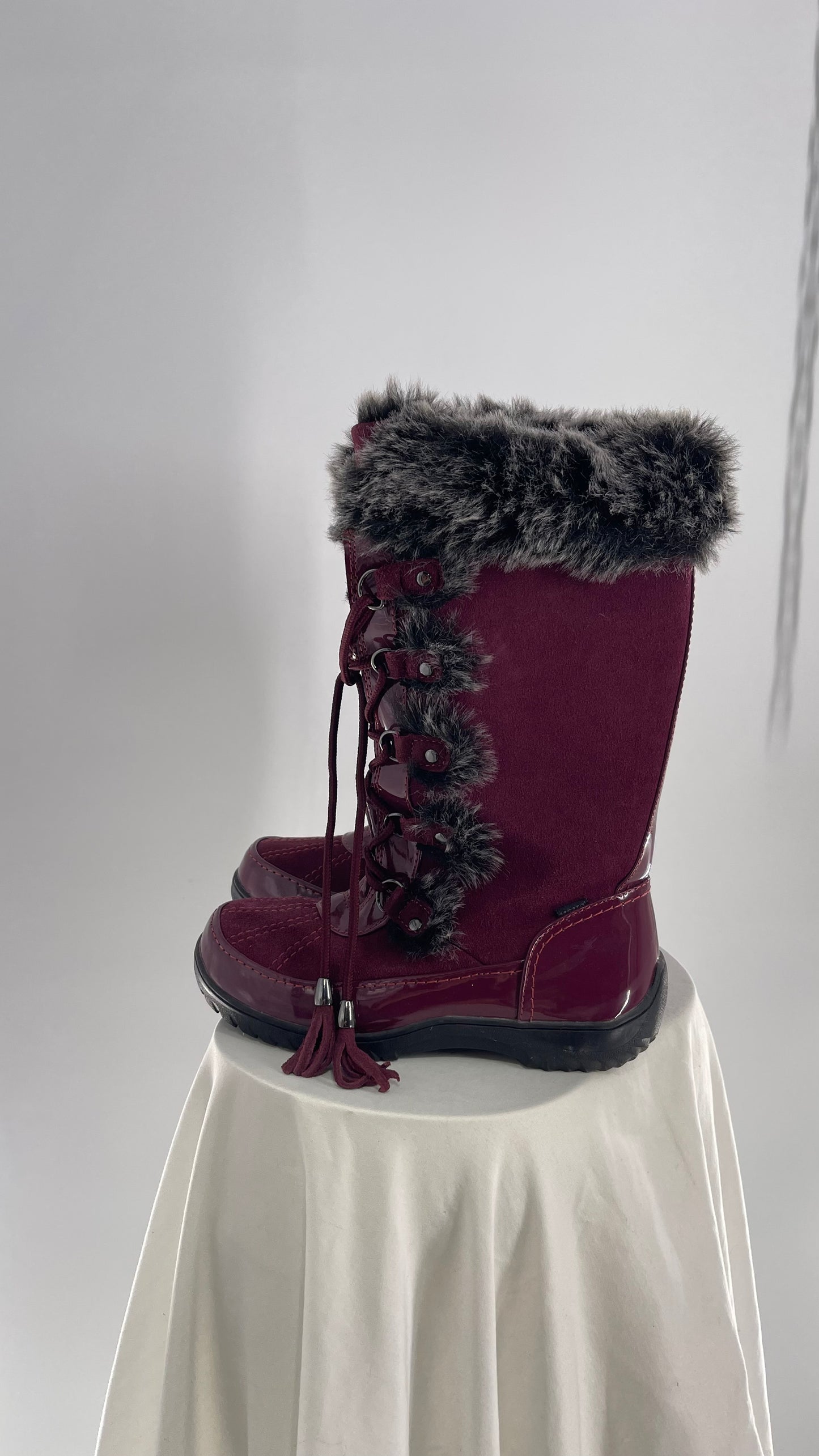 Vintage Sporto Raspberry Knee High Faux Fur Lined Boots (7)