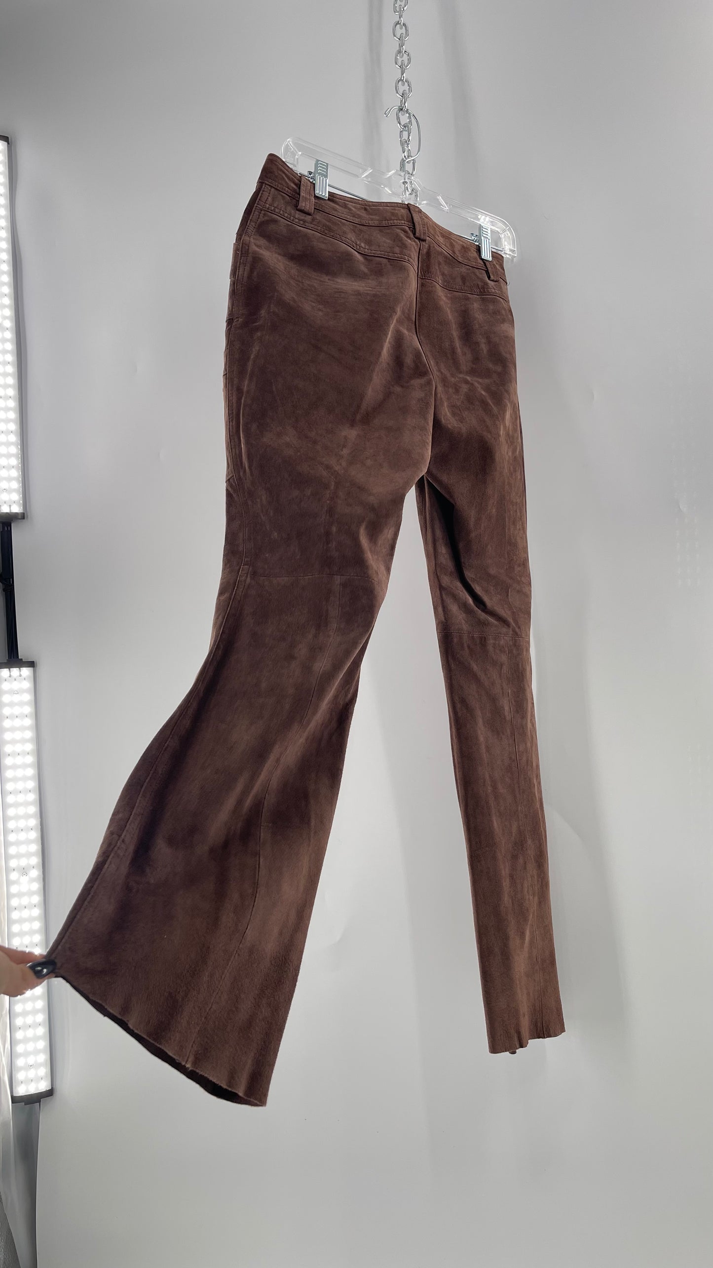 Vintage Context Petit Brown Suede  Straight Leg Cargos with Pockets and Bronze Zippers (8P)