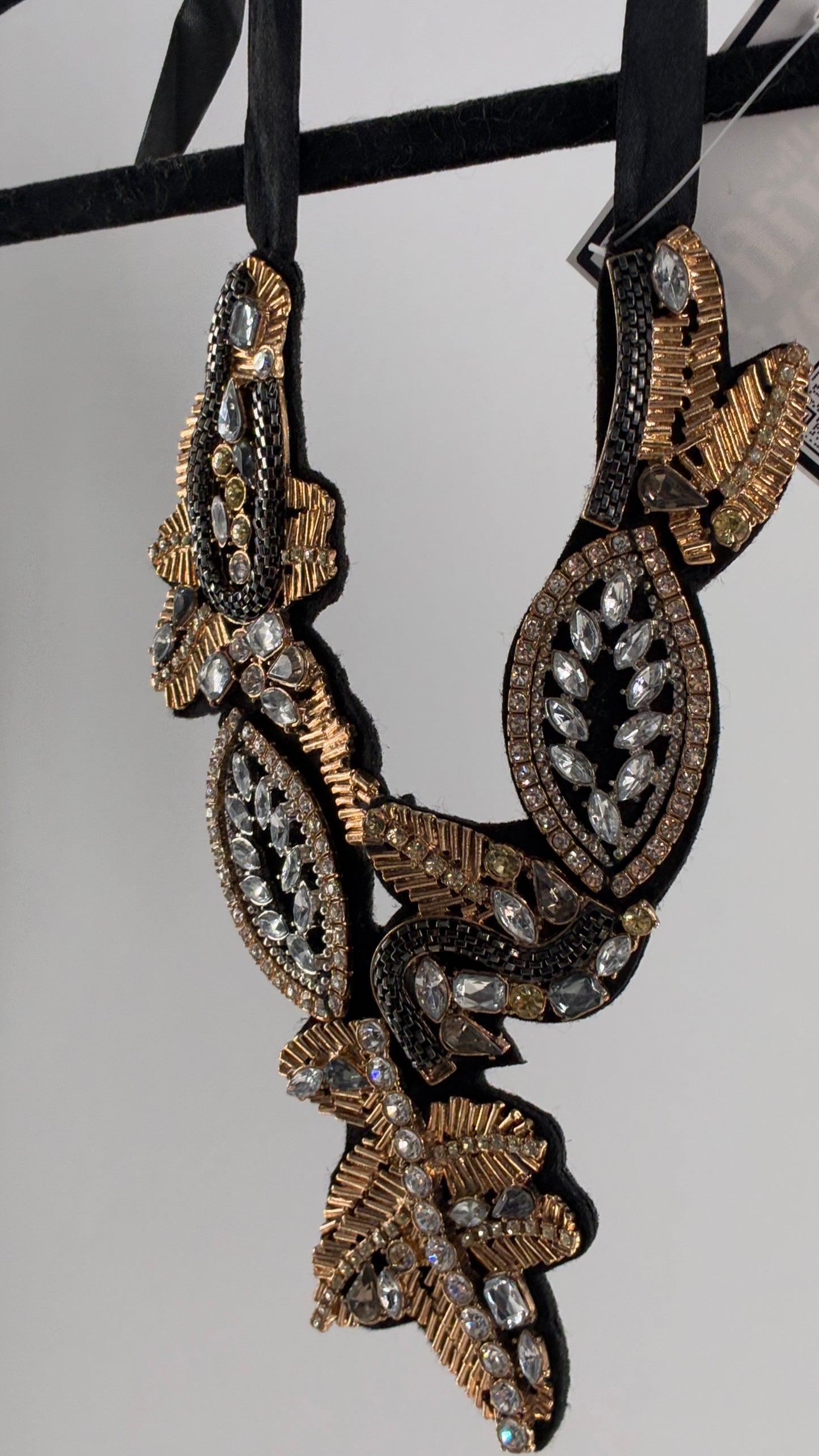 Vintage Ornate Beaded and Embroidered Adjustable Choker Necklace