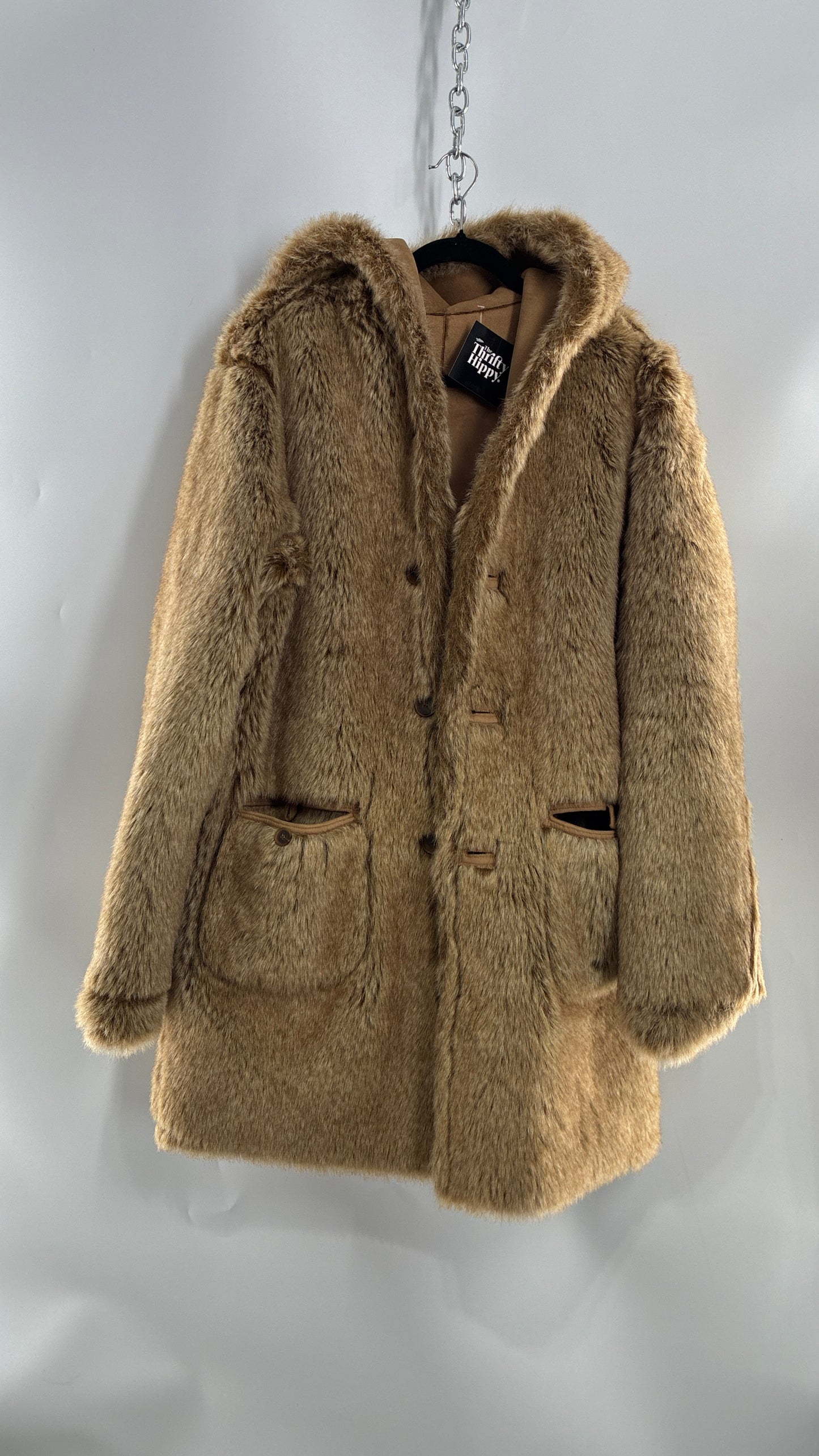 Vintage JONES NEW YORK Reversible Fur and Vegan Suede Coat (Small)