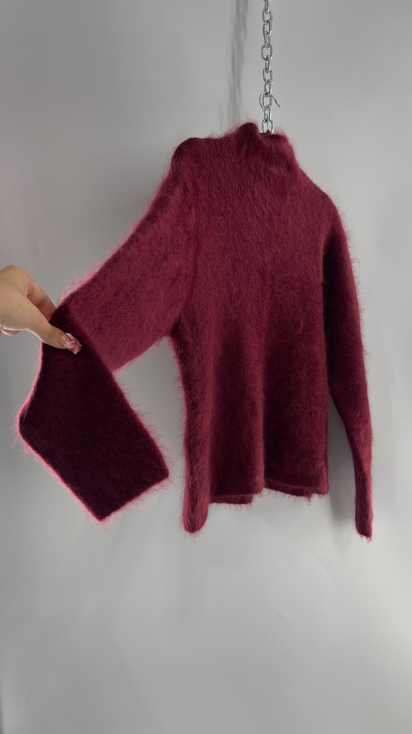 Vintage Amore 70% Mohair Raspberry Crimson Sweater (Large)