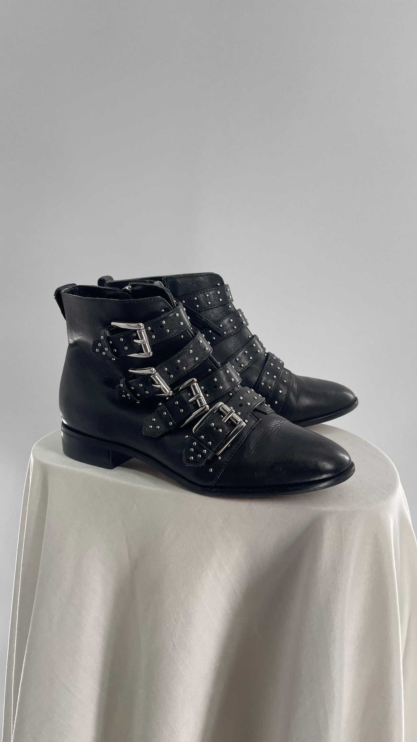 Rebecca Minkoff Brazilian Leather Black Studded Buckle Boots (5)