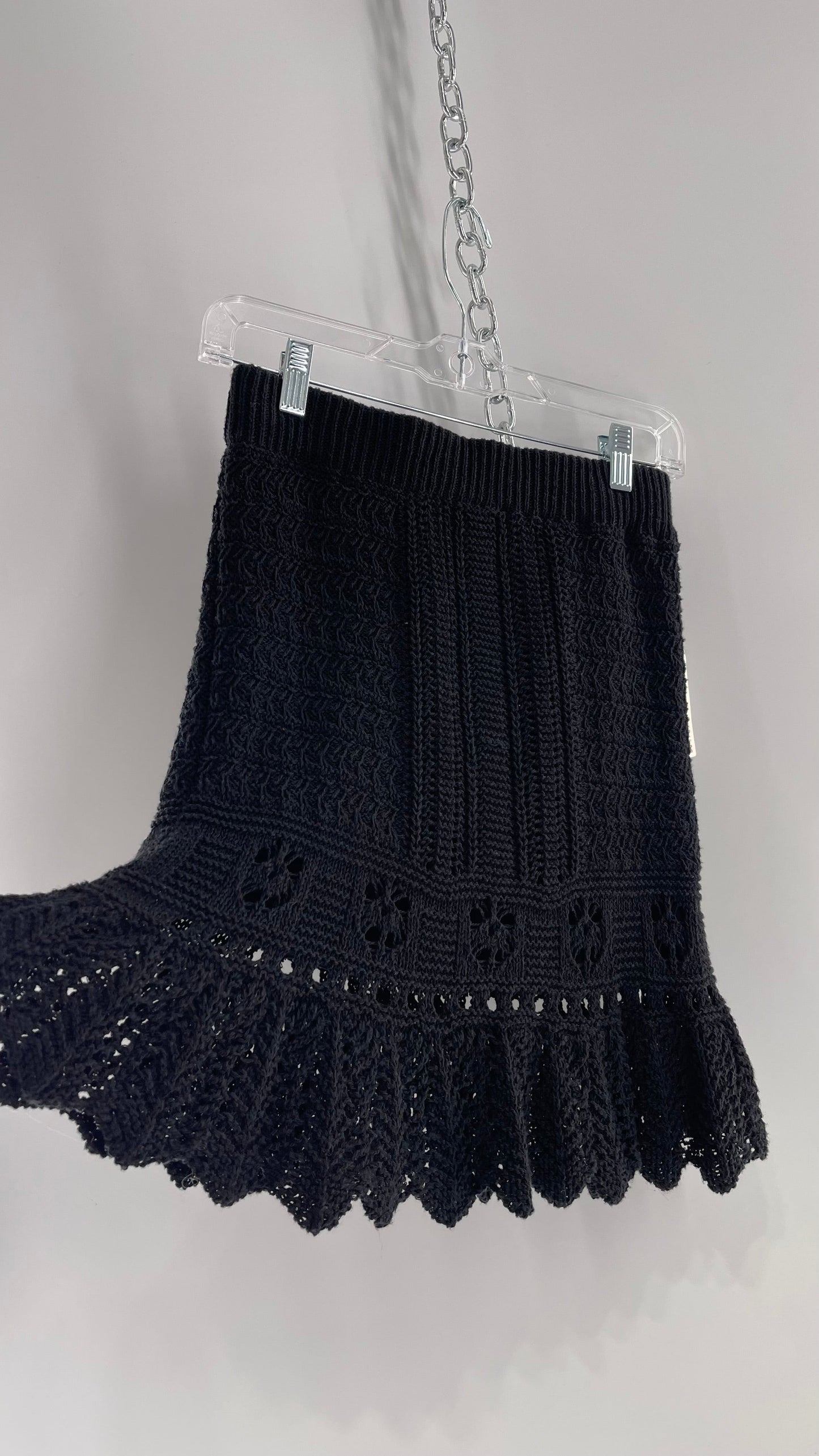 Anthropologie Black Crochet Mini Skirt NWOT (XXS)