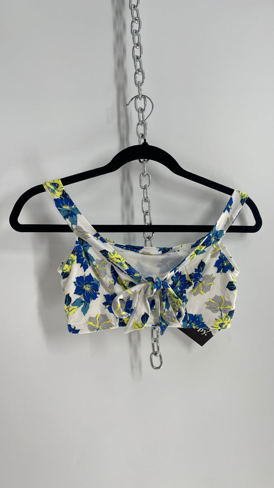 Intimately Free People White Floral Tie Front Crop (Small)