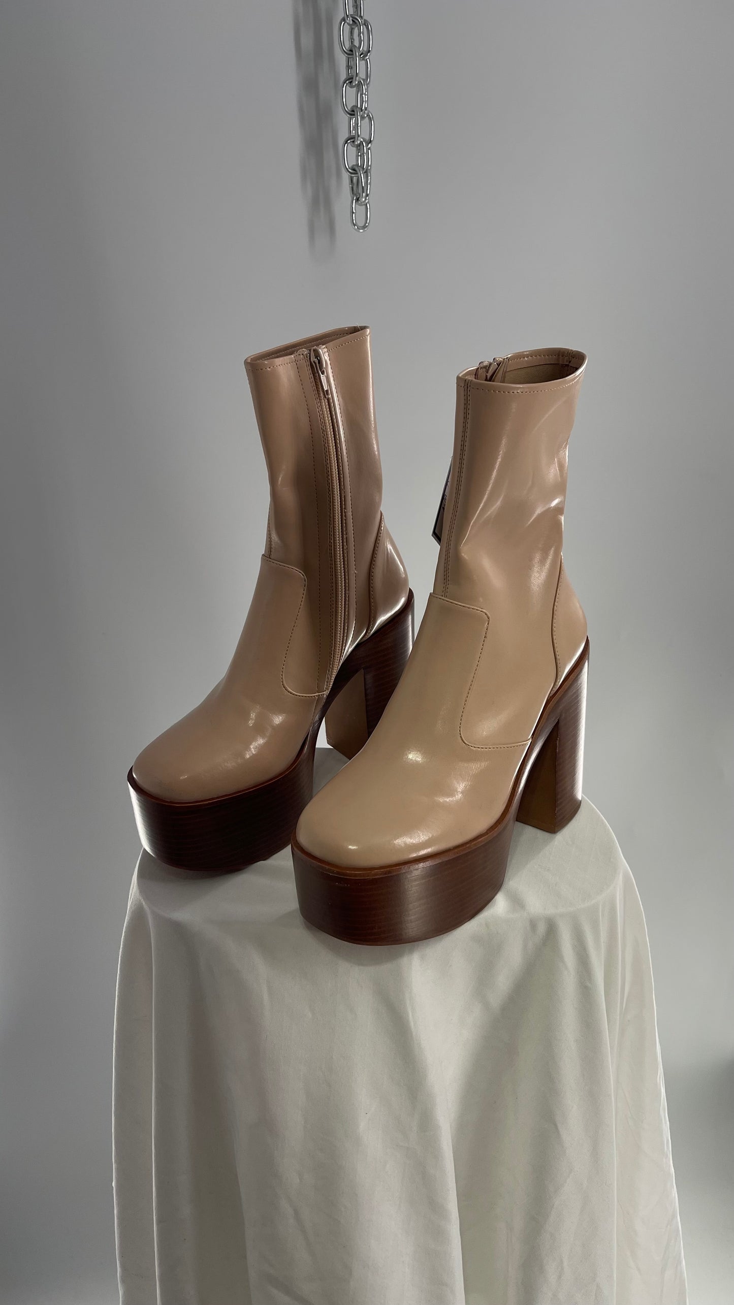 Jeffrey Campbell Mexique Beige Boot with Platform And Chunky Wooden Heel (6)