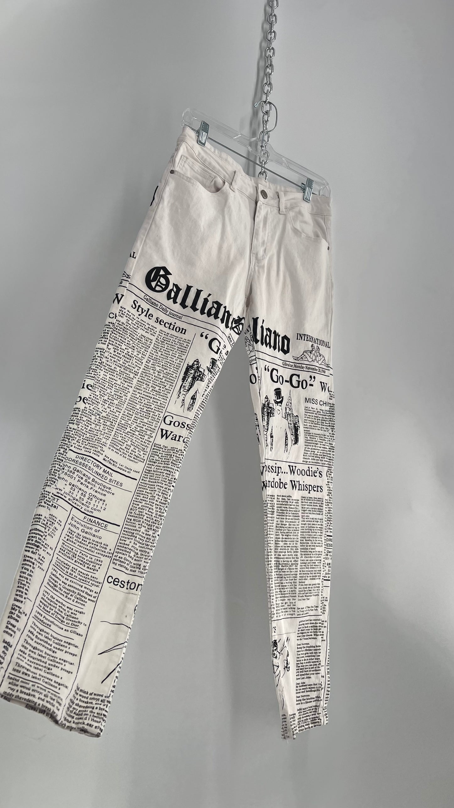 Knockoff Galliano White and Black Newsletter Jeans (C) (28)