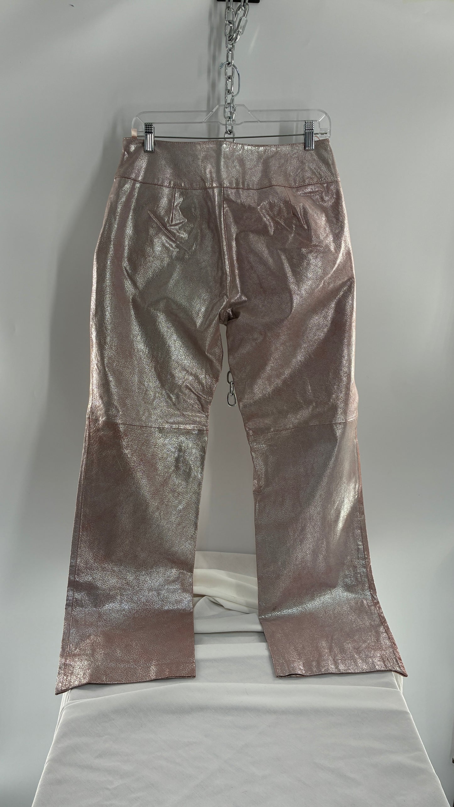 Vintage Deadstock METROSTYLE Pink Metallic Leather Low Rise Bottoms (12)