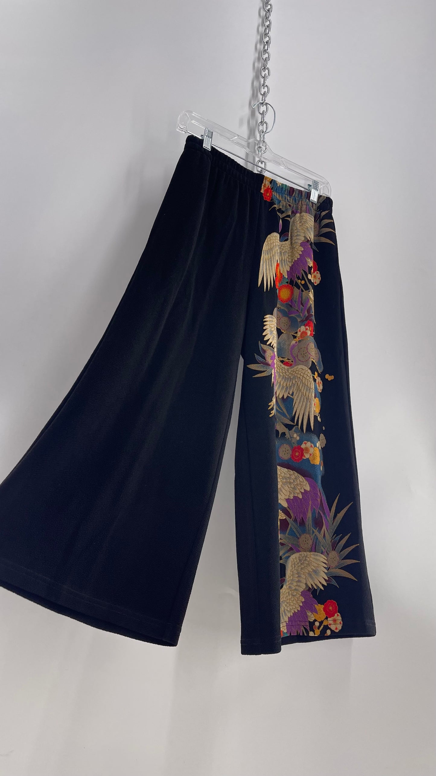 Vintage Moonlight Black Wide Legs with Asian Style Graphic (Small)