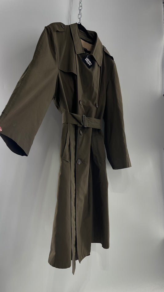 Vintage Christian Dior Olive Green Trench Coat (42L)