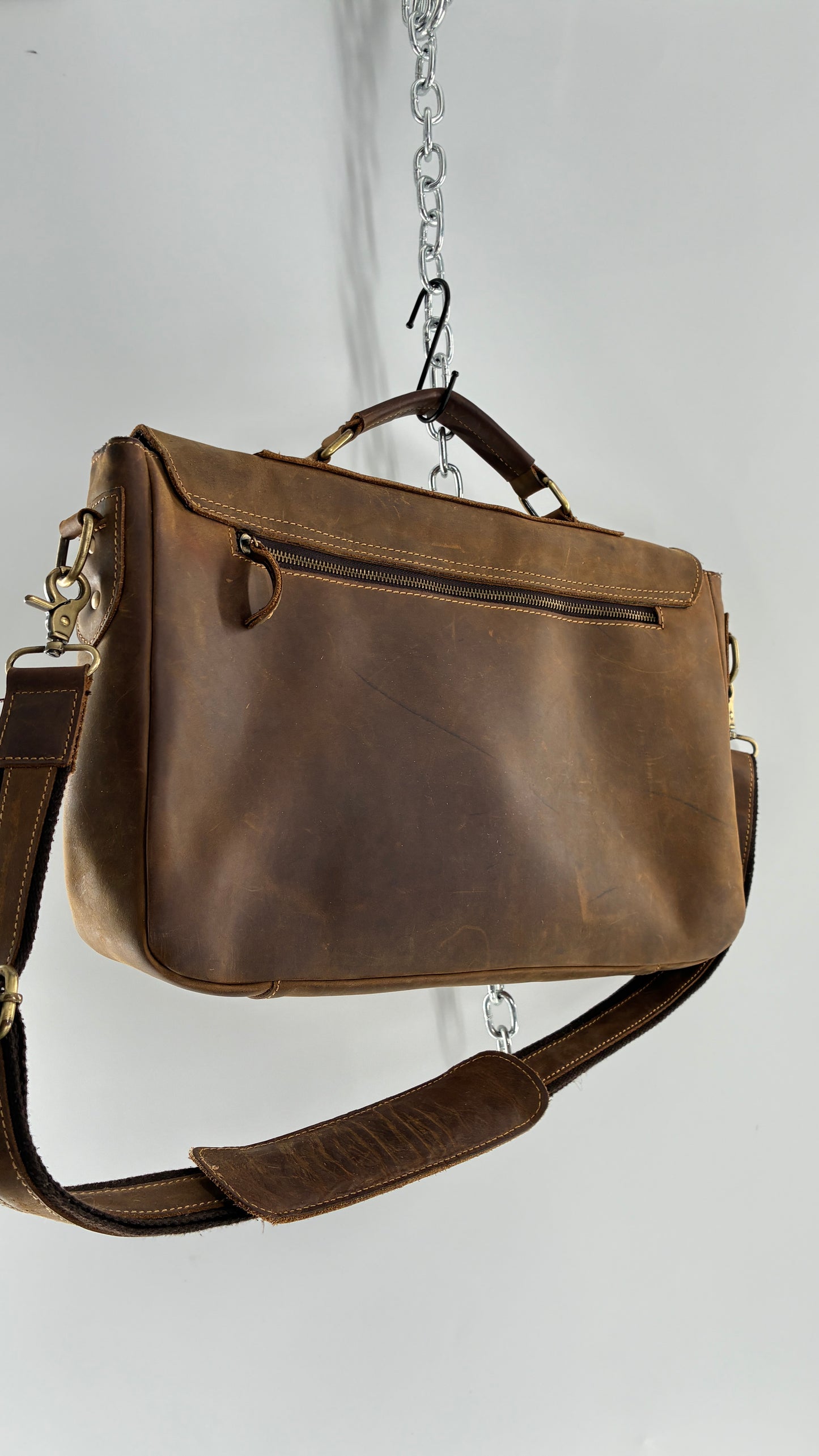 KATTEE Heavy Duty, Thick Genuine Leather Briefcase School Satchel Messenger Bag
