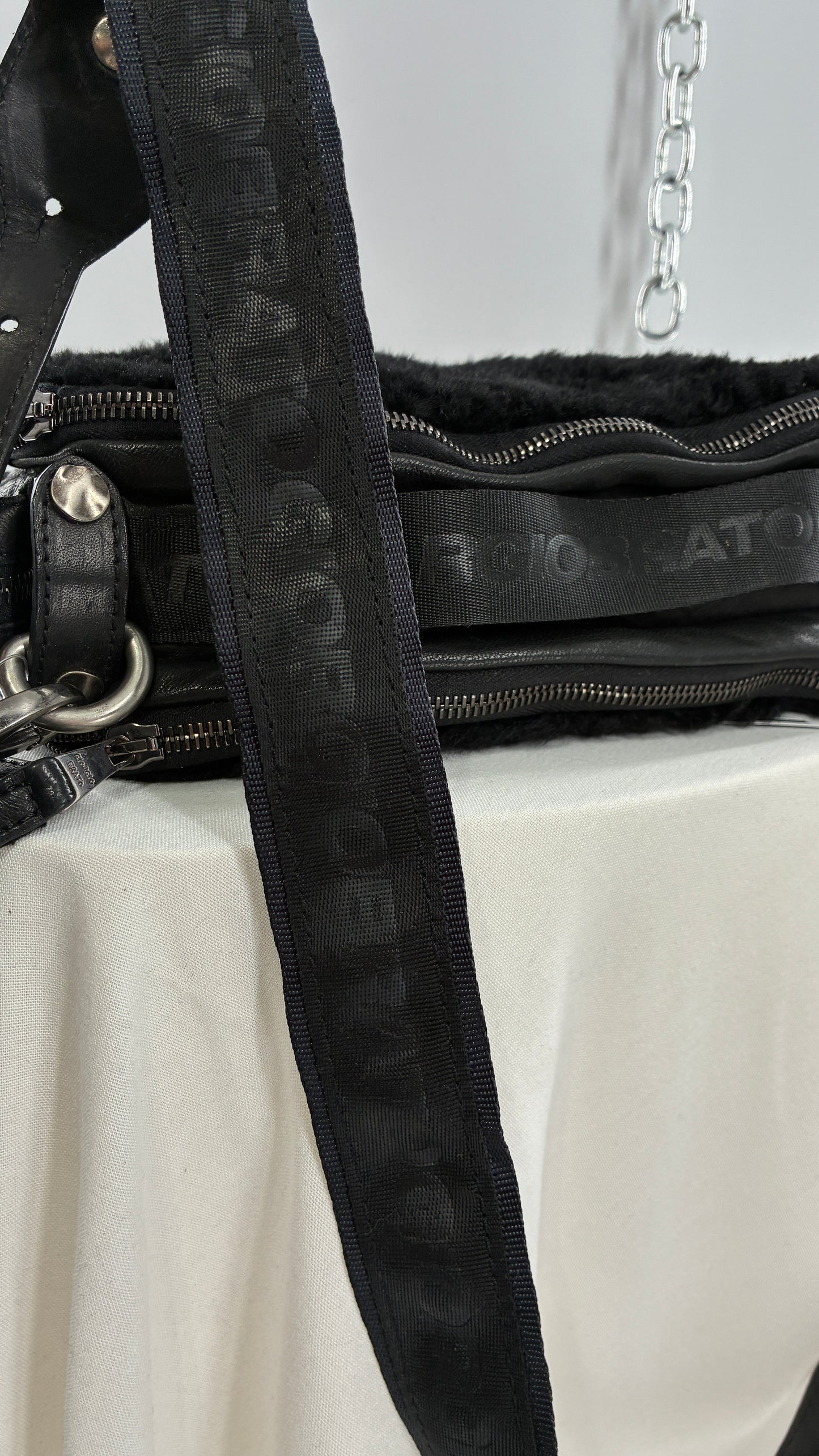GIORGIO BRATO Black Lamb Leather Convertible Shoulder Bag and Backpack