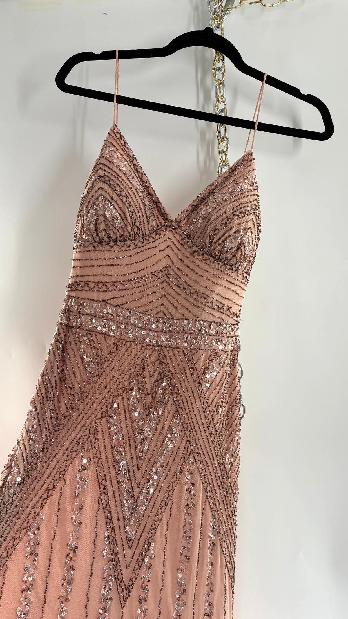 Vintage MARINA Dusty Pink Beaded Gown (2)