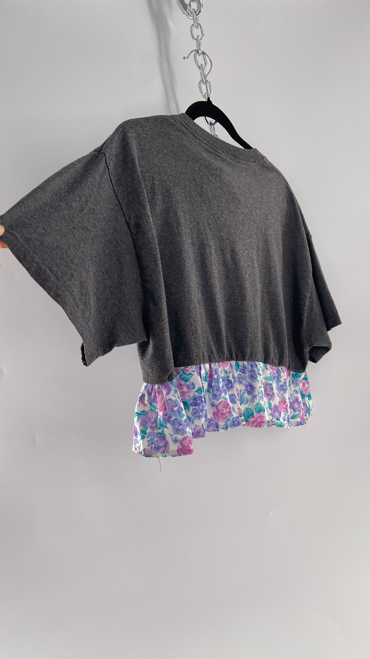 Urban Outfitters Reworked Go Vikings Sports T with Floral 80s Ruffle (M)