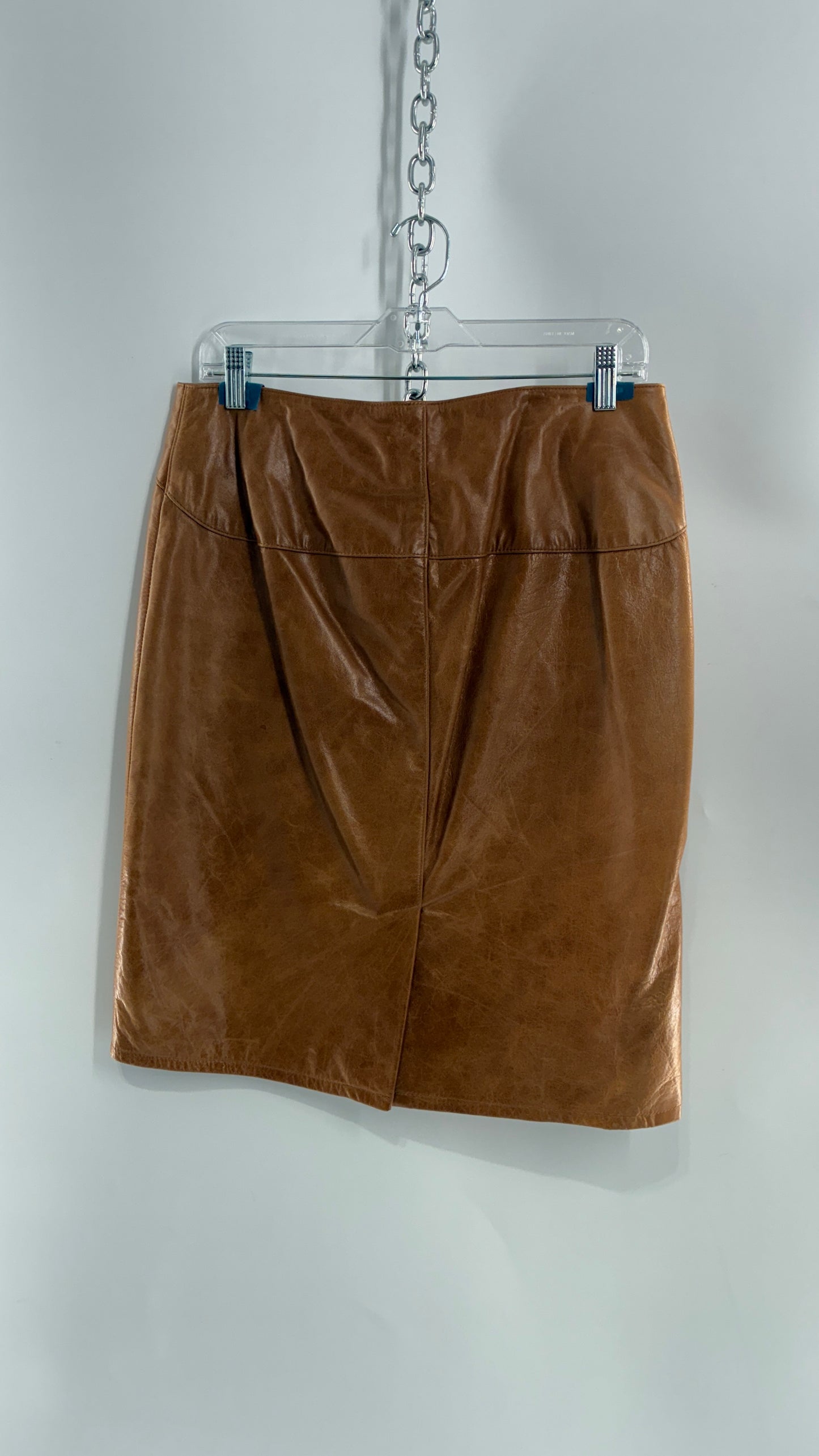 Vintage GAP Camel Leather Hip Skirt with Hip Detail (6)