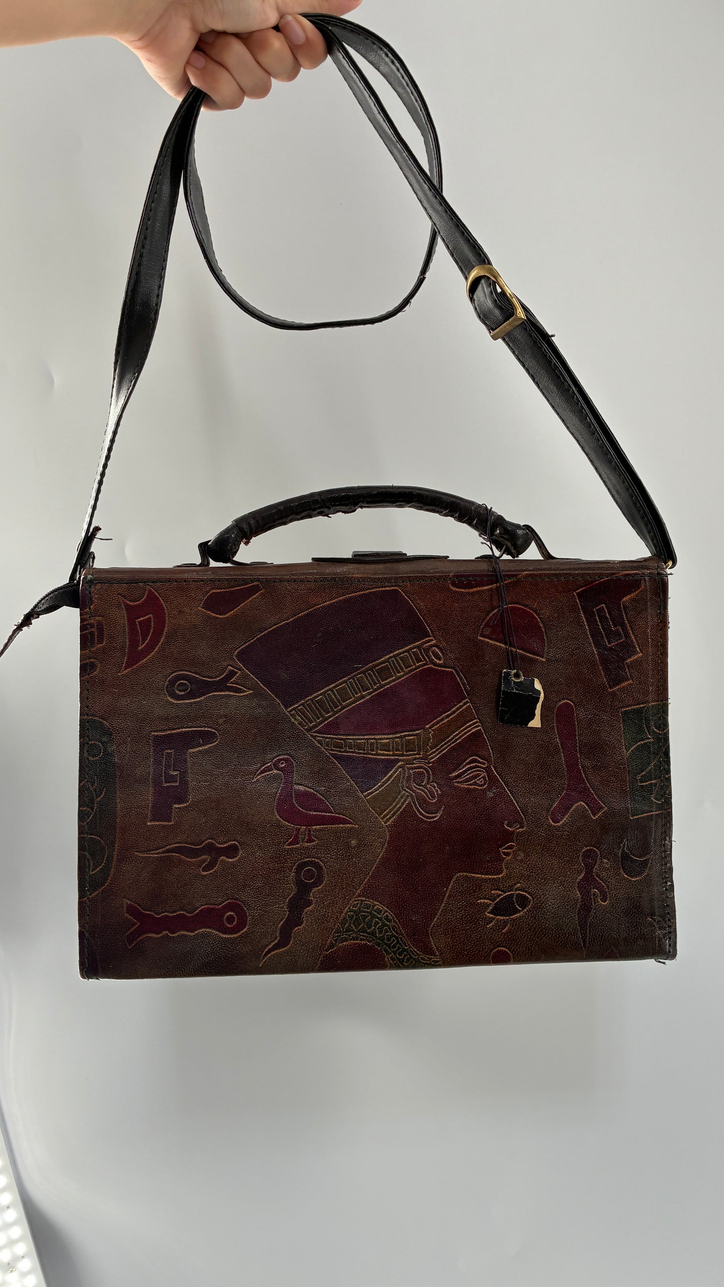 Deadstock Vintage African Leather Engraved Cross Body