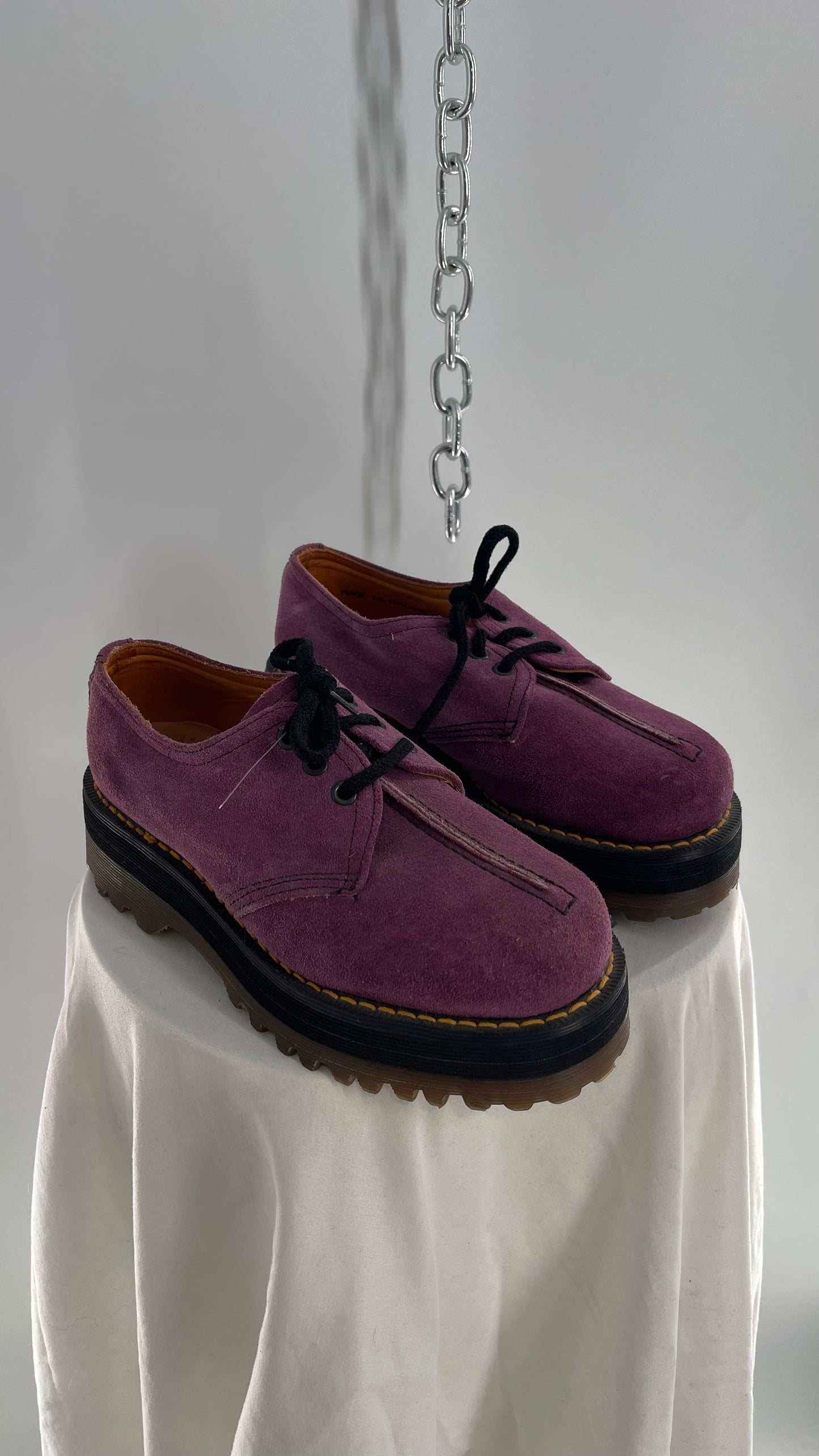 SUPER RARE Vintage Dr. Martens Platform Purple/Mauve Suede Leather Oxfords (3)