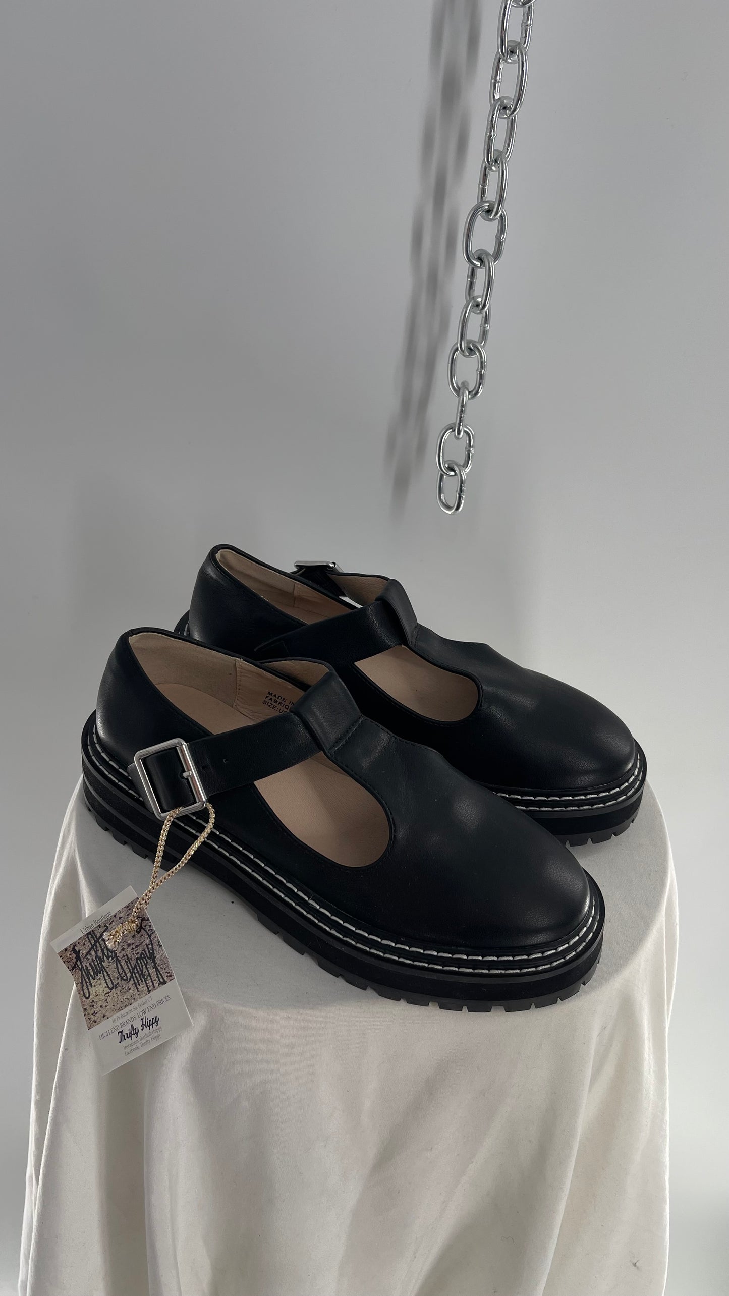 Urban Outfitters Black Leather Mary Janes (6)