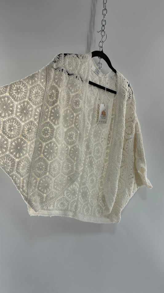 Imported White Crochet Cape from Portugal with Tags Attached