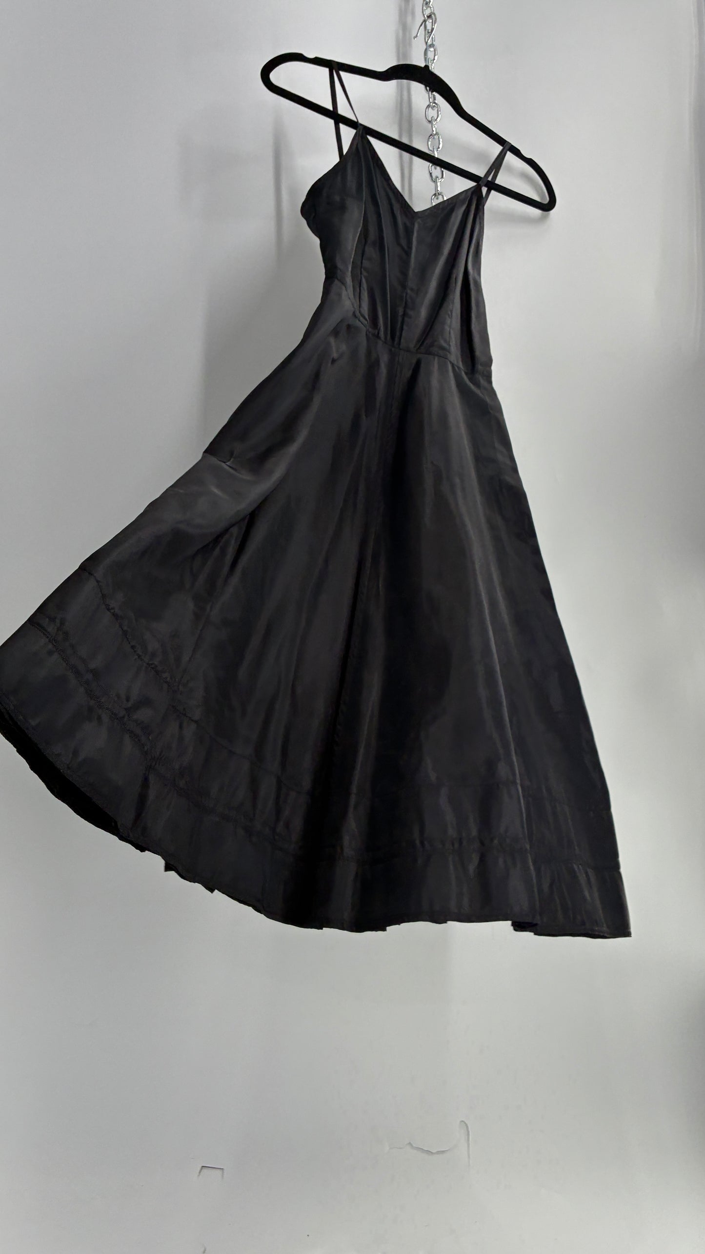 Vintage Black Midi Crinoline Style Dress (S)